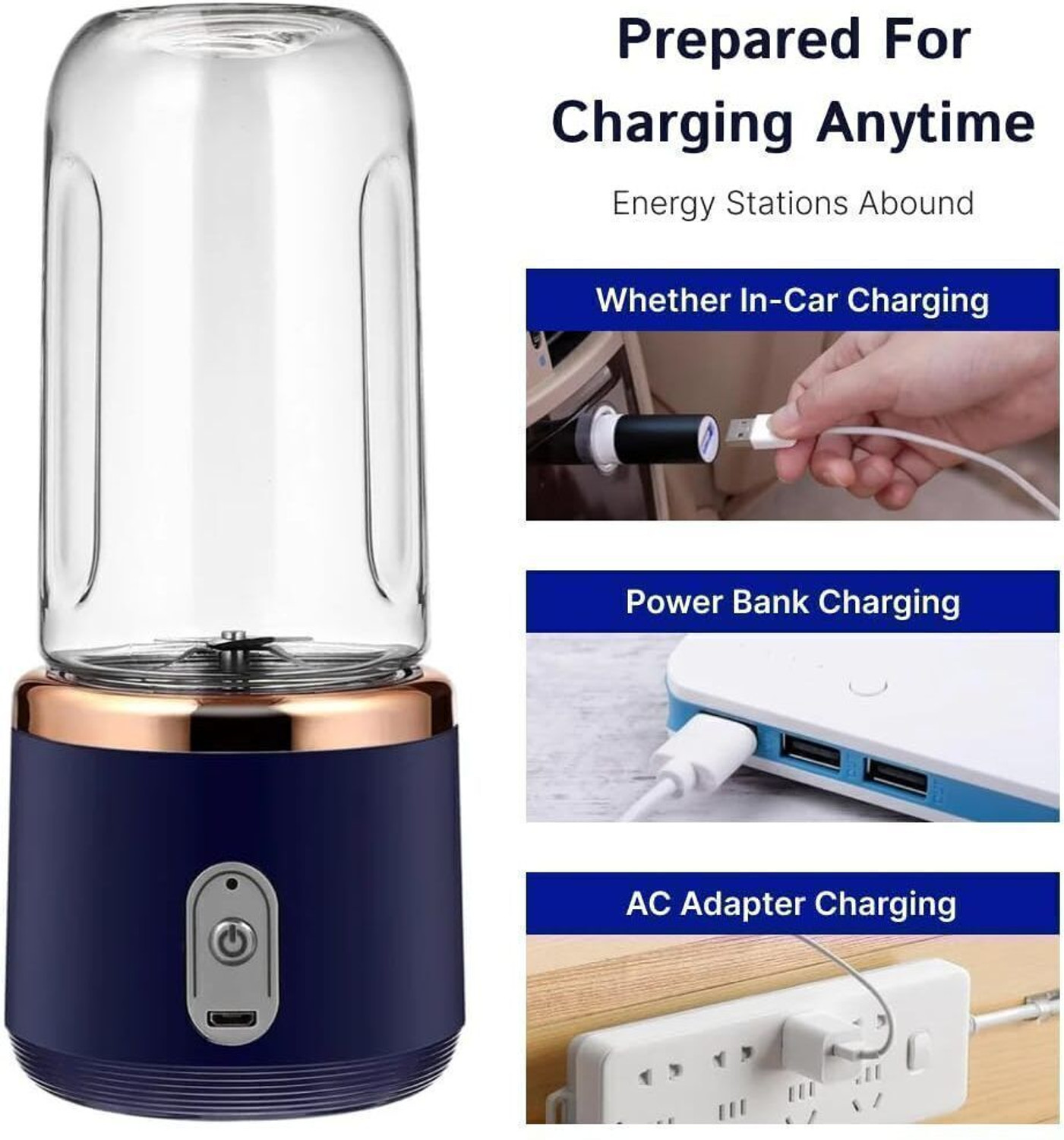 Image of implex mart PJC-28 200 W Juicer Mixer Grinder (Portable Electric Juicer Set - Automatic USB Powered Blender | 1 Jar | Blue)