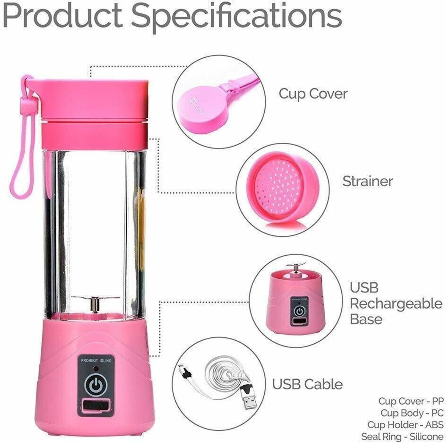 Image of APNA STORE Pro Fruit Juicer 200 W Juicer Mixer Grinder (MKN 958F Portable Electric Fruit Juicer Maker USB Rechargeable Mini Juicer | 1 Jar | Multicolor)