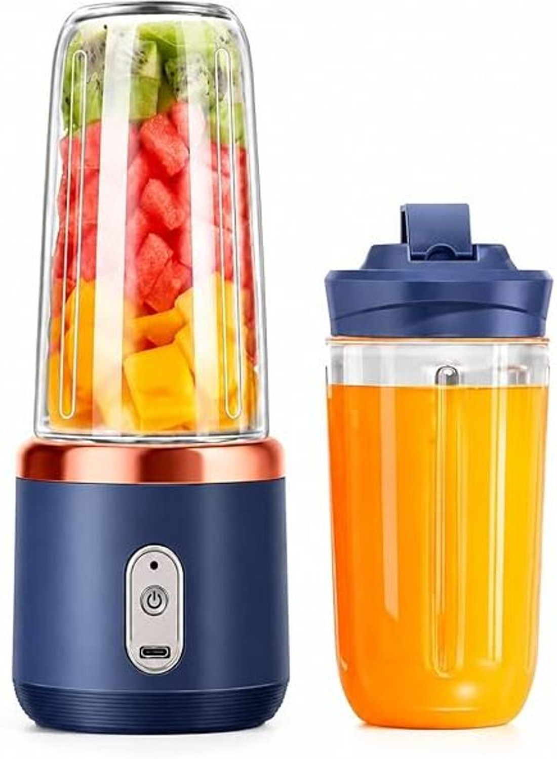 Image of Bumpi Care Bumpi Mini Fruit Juicer Mixer Grinder Portable Milkshake Blenders Color-May Vary 220 W Juicer (6-Blade Juicer | 1 Jar | Multicolor)