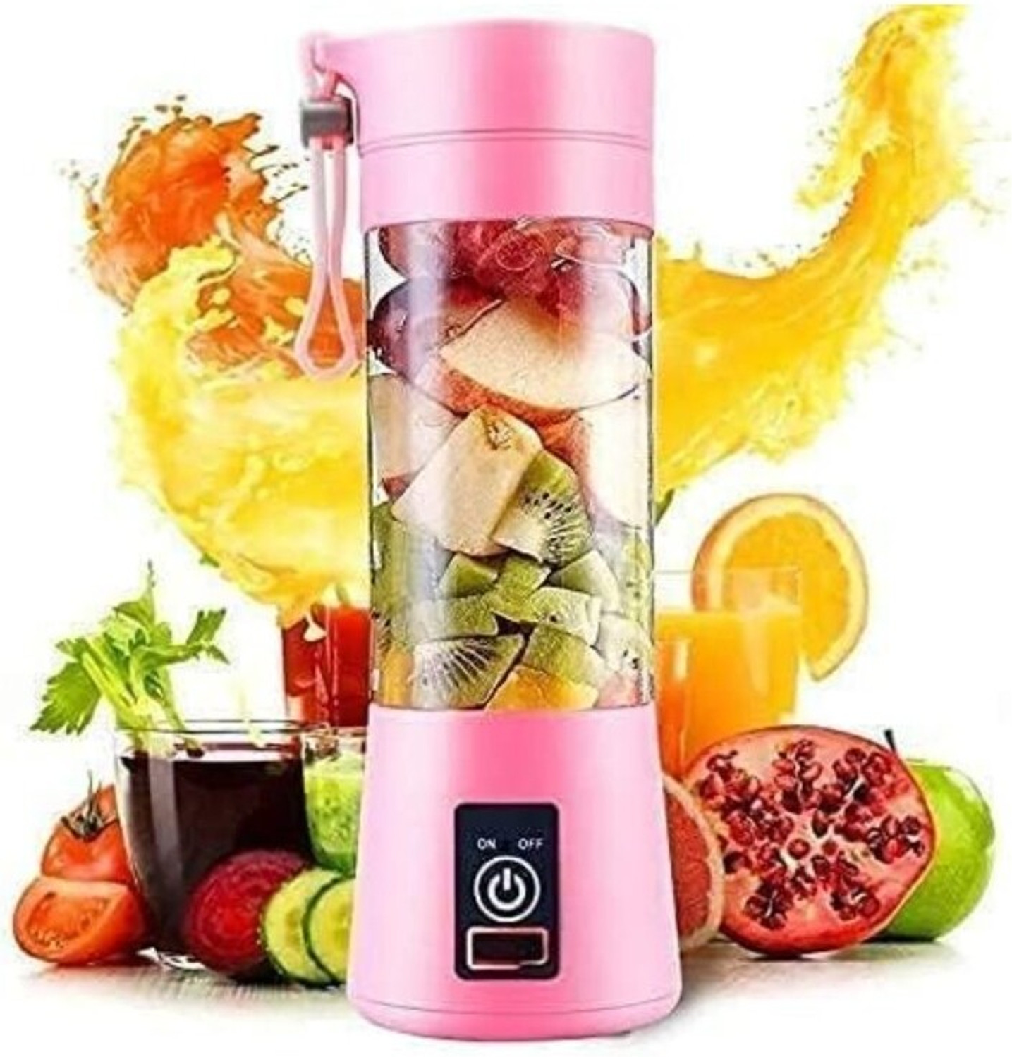 Image of ons Electric fruit juicer |usb rechargeable 2000 mah battery| powerful motor@5 25 W Juicer Mixer Grinder (Portable juicer for smoothies,shakes, juices | 1 Jar | Multicolor)