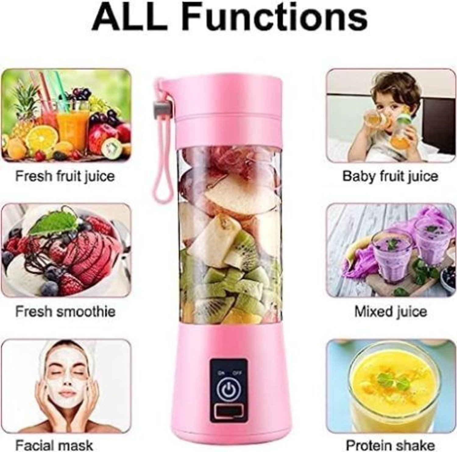 Image of Radhe Pro Fruit Juicer 200 W Juicer Mixer Grinder (Msk 5997A Hand juicer,Mini Fruit Mixer Machine Portable Electric Personal Juicer | 1 Jar | Multicolor)