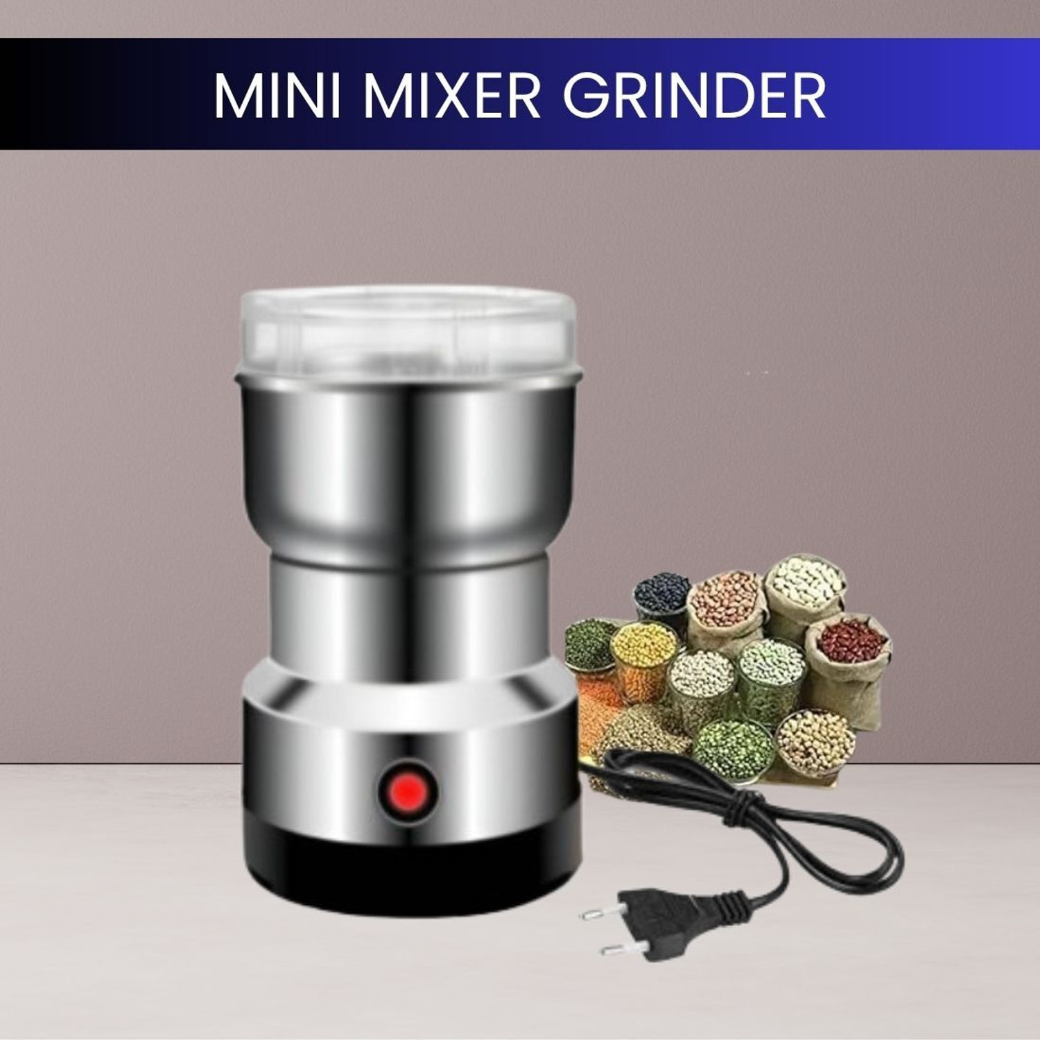 Image of JayGopalTrendz Grinder 350 W Mixer Grinder (Electric Grinder With Coffee & Nuts Grains Bean Grinder Juicer Mixer GrinderJ235 | 1 Jar | Silver)