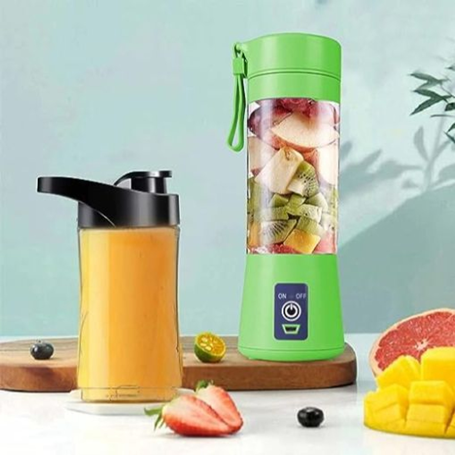 Image of princemarkett Pro Fruit Juicer 200 W Juicer Mixer Grinder (ASE 858A Juice Maker Juicer Rechargeable Juicer Bottle with 6 Blades | 1 Jar | Multicolor)