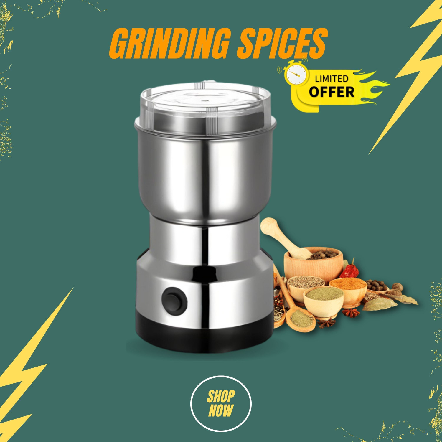Image of JayGopalTrendz Grinder 350 W Mixer Grinder (Electric Grinder With Coffee & Nuts Grains Bean Grinder Juicer Mixer GrinderJ235 | 1 Jar | Silver)