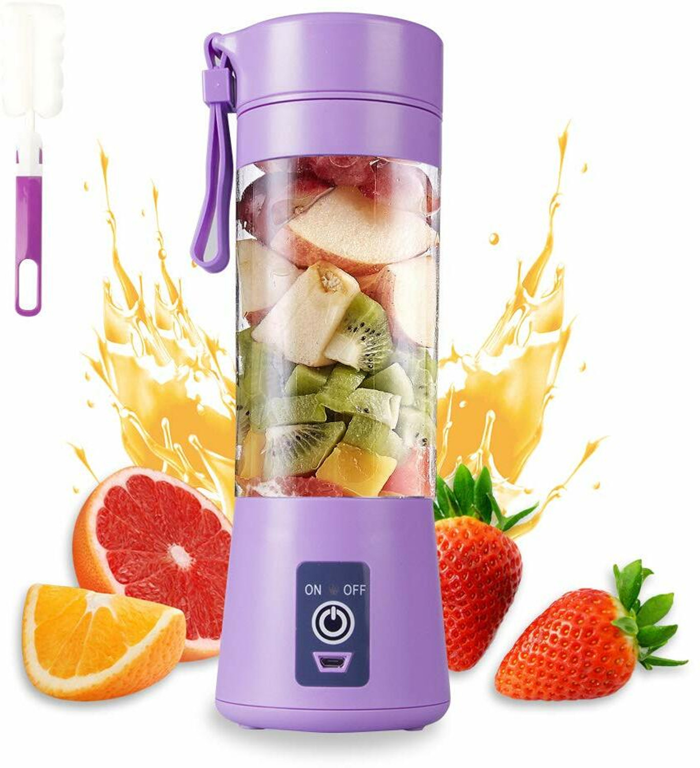 Image of PRANMATRASELLS Pro Fruit Juicer 200 W Juicer Mixer Grinder (ECF 850H Portable Electric Fruit Juicer Maker USB Rechargeable Mini Juicer | 1 Jar | Multicolor)