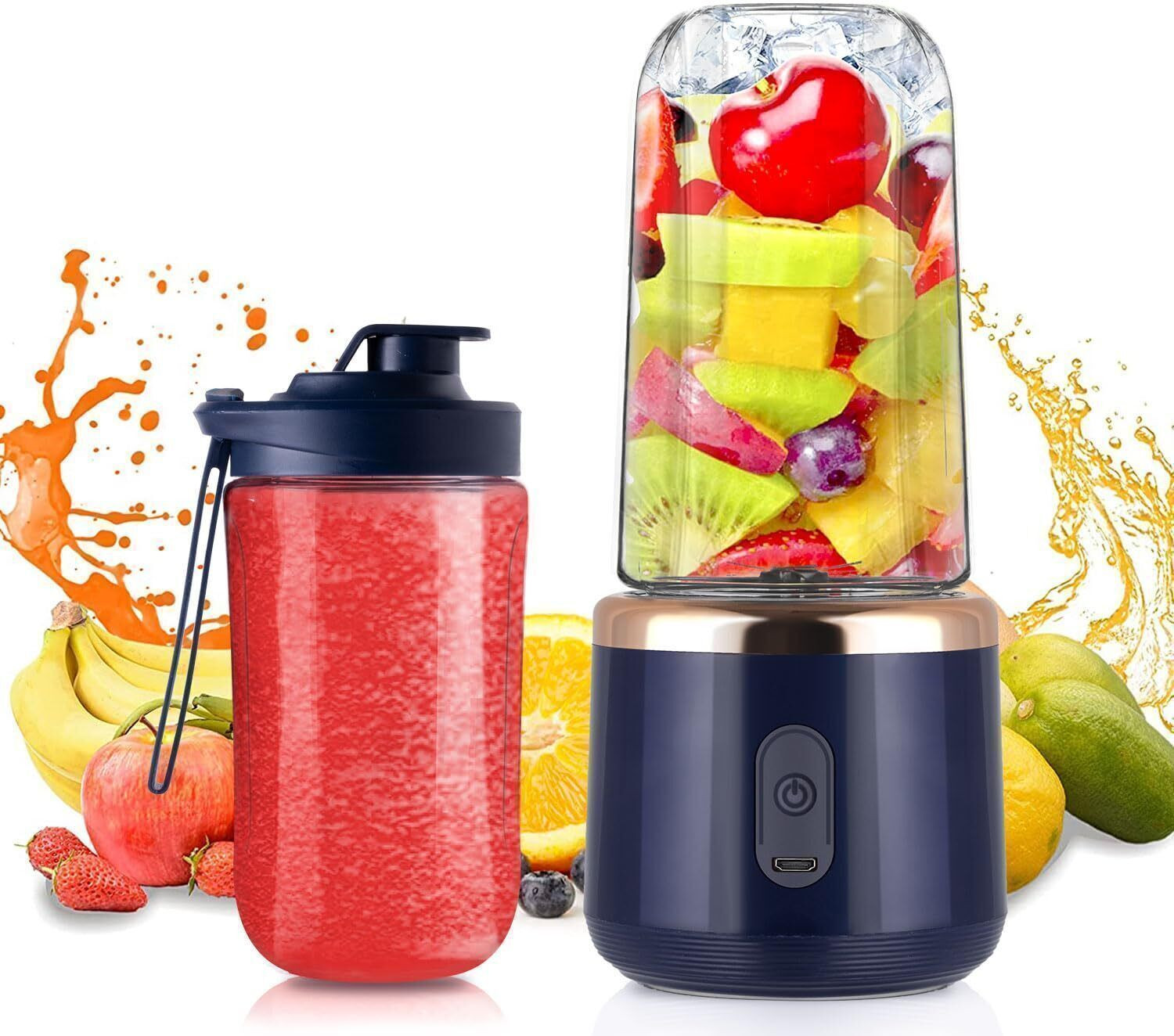 Image of Modexa Global Pro Fruit Juicer 200 W Juicer Mixer Grinder (Advance 6 Blade Portable Electric USB Juice Maker Blender Grinder Mixer U73 | 1 Jar | Multicolor)