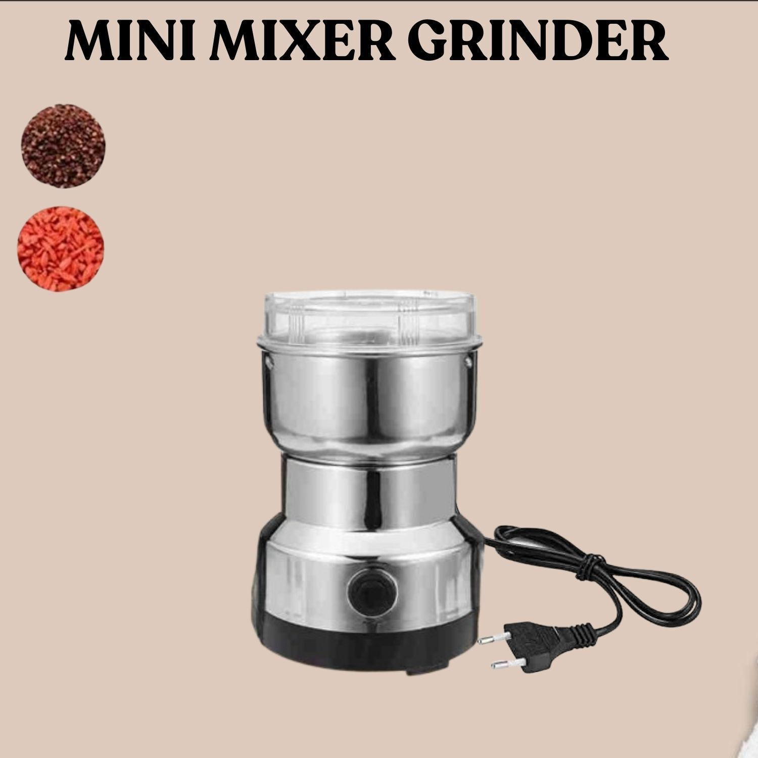Image of HARIS STORE Single - Text Used For: ID 150 W Mixer Grinder (nima Stainless Steel Multifunctional Grinder lkj29 | 1 Jar | Silver)