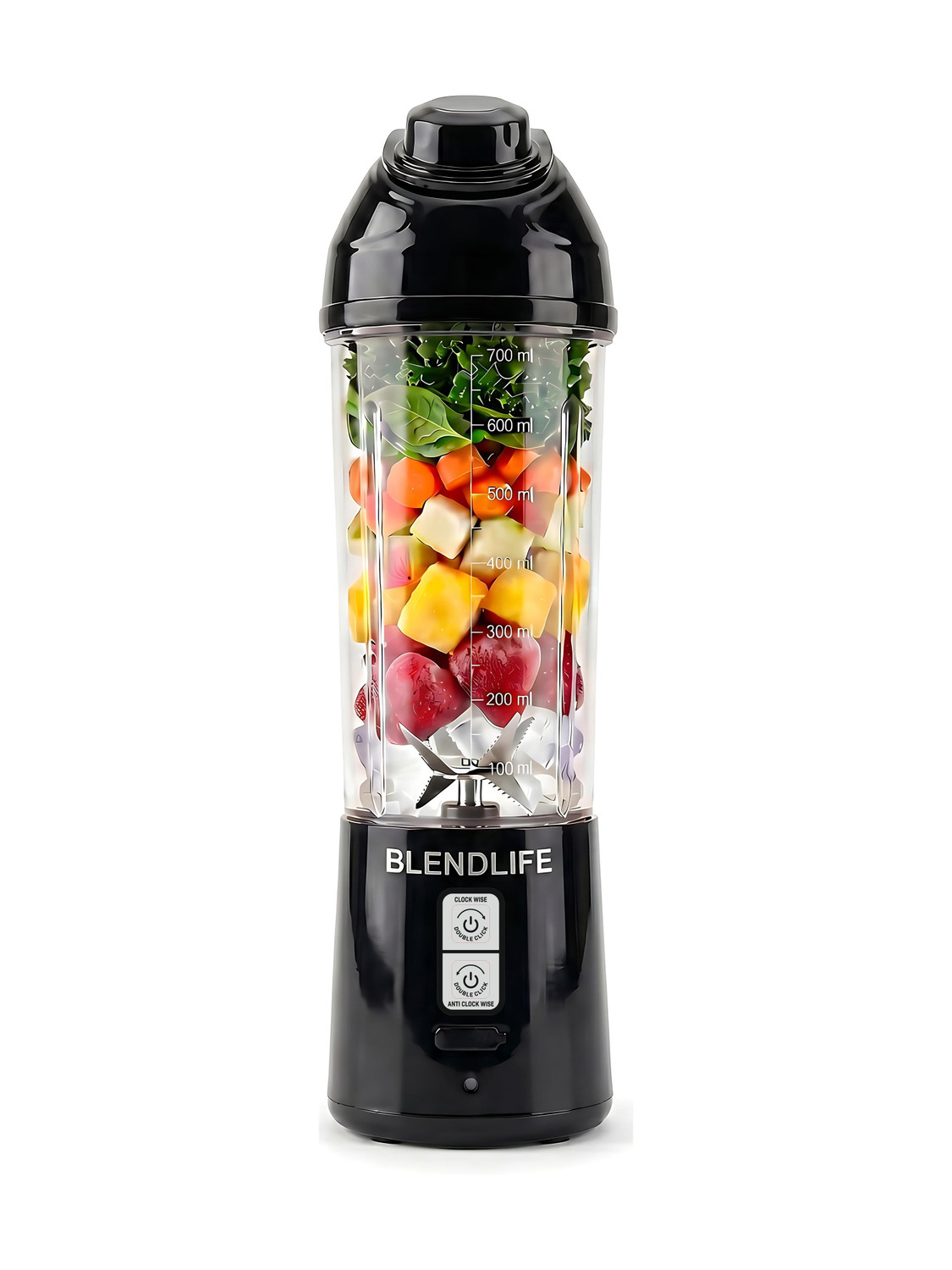BlendLife Portable Blender, 700ml, Patented Pulse Mode & Reverse Blend, Made in Bharat 240 W Juicer Mixer Grinder