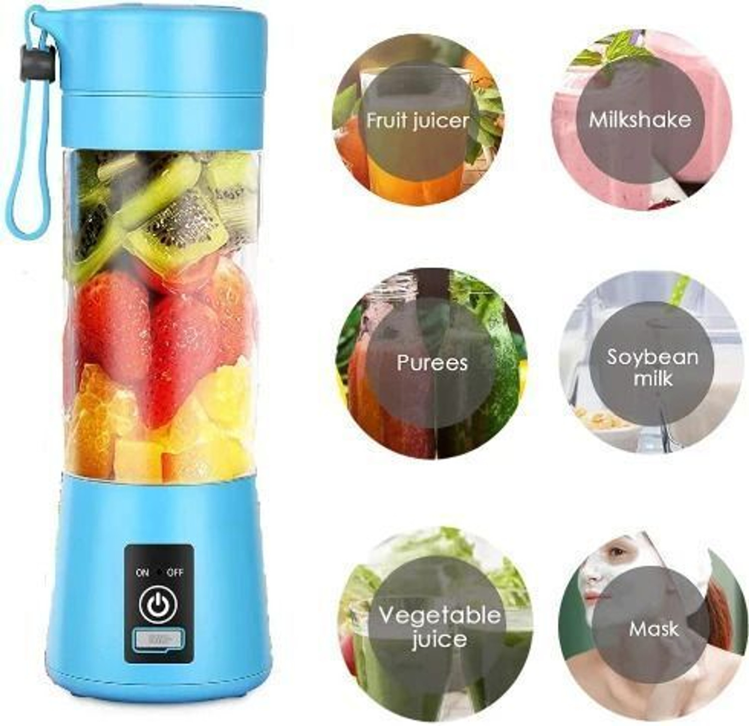 Image of CELEVO Portable Electric USB Juicer Blender 230 W Juicer Mixer Grinder (Portable Electric USB Juice Maker Juicer Bottle Blender Hand Juicer With cup | 2 Jars | Multicolor)