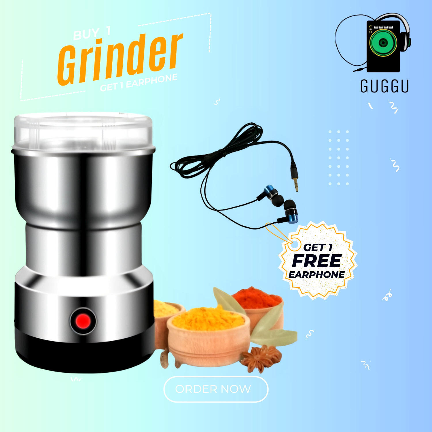 Image of Manasa design Electric Household Grinder Juicer Mixer Grinder W 250 W Mixer Grinder (250 W,28000 RPM Mini Stainless Steel Spice Nuts Grainder Kitchen | 1 Jar | Multicolor)