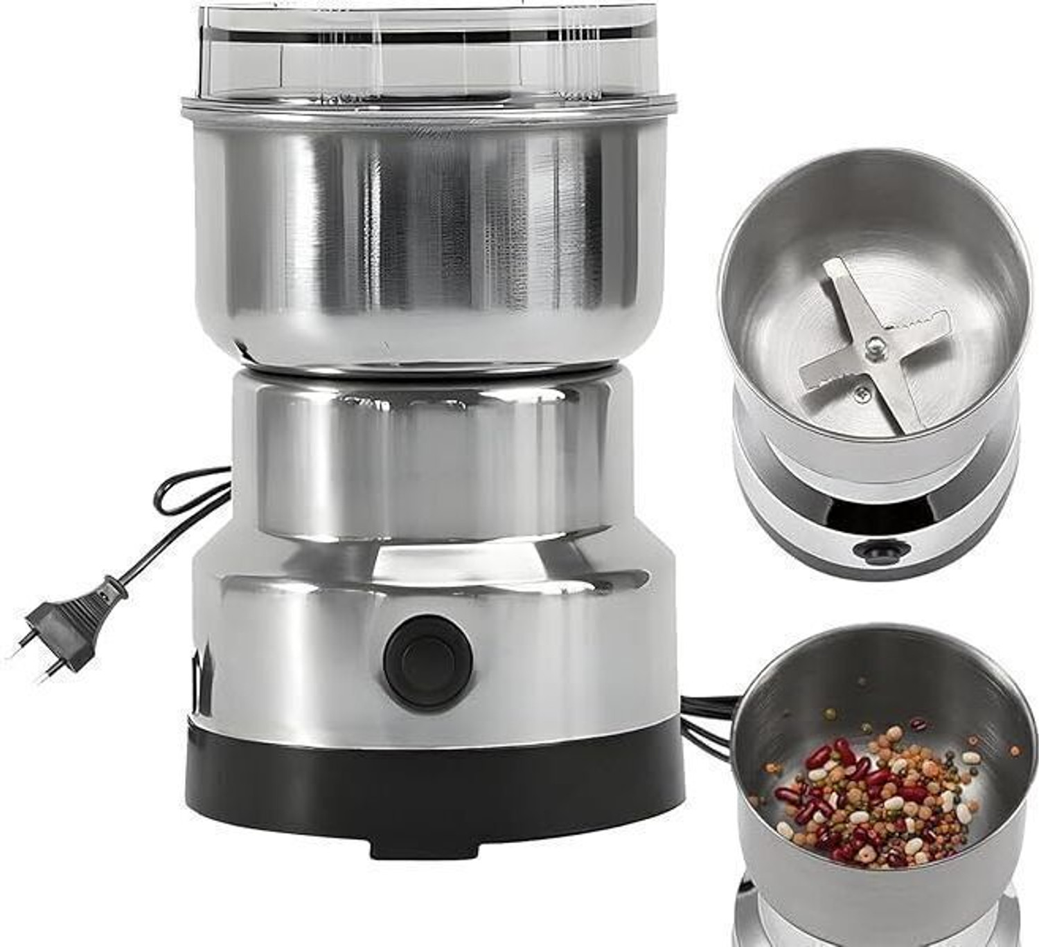Image of BazaarNest Mini Mixer Grinder 800 W Juicer Mixer Grinder (Electric Coffee Grinder with Removable Stainless Steel Cup & Blades | 1 Jar | Silver)