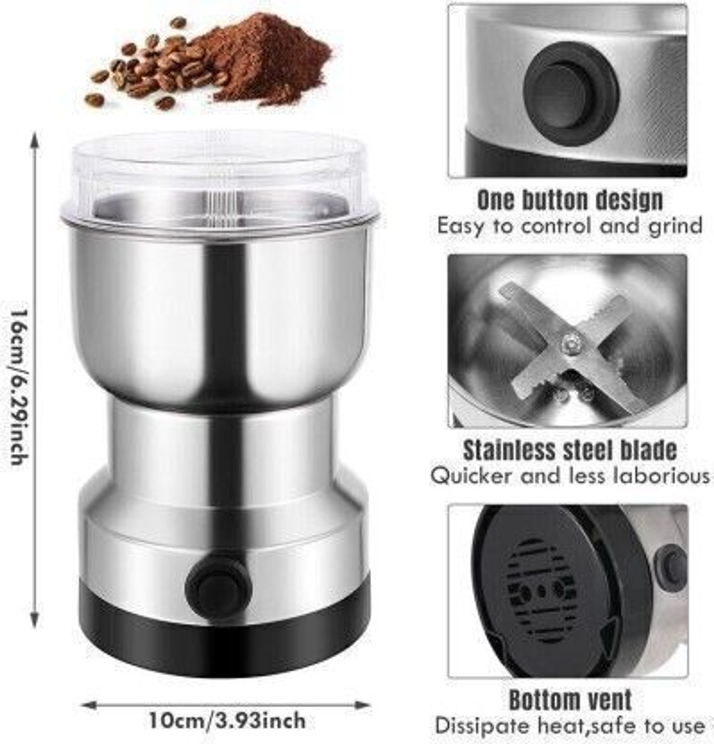 Image of HSH GOLDI Household Grinder W300 Juicer Mixer Grinder gr179 300 W Juicer Mixer Grinder (Nima japan Mini Stainless Steel Grainder G179 | 1 Jar | Multicolor)