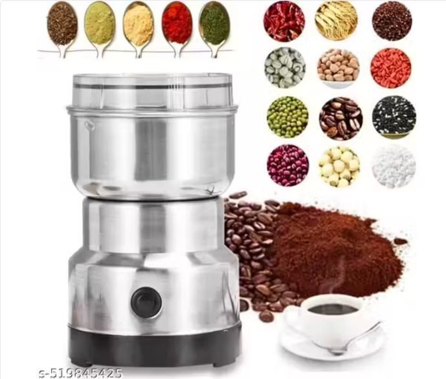 Image of AKs Creation Multi-Functional Mixer Juicer Spice Coffee Grinder, Dry Masala 220 W Juicer Mixer Grinder (Multi-Functional Grinder | 1 Jar | Silver)