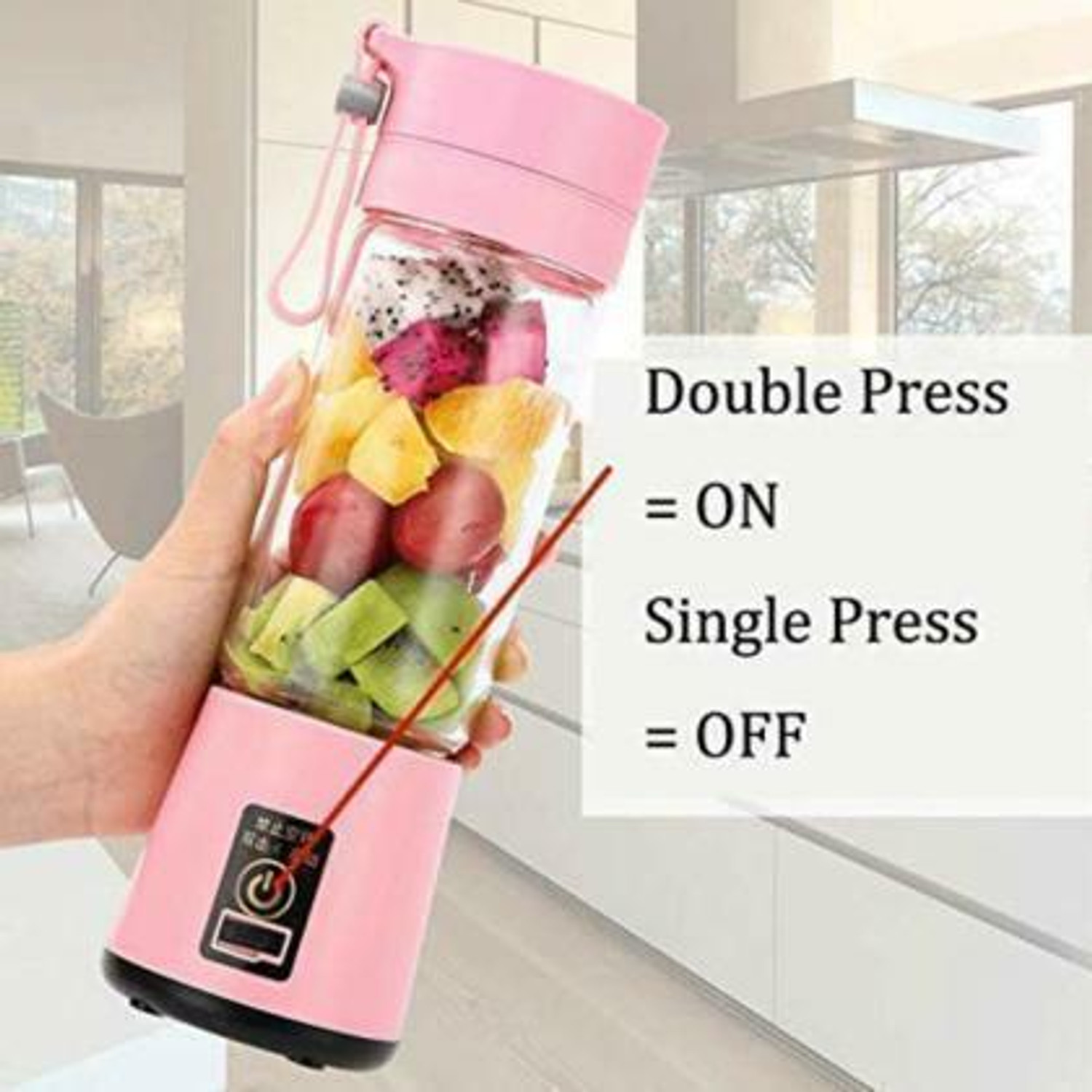 Image of ons Electric fruit juicer |usb rechargeable 2000 mah battery| powerful motor@2 25 W Juicer Mixer Grinder (Portable Electric Juicer - USB Rechargeable with 6 Blades, 3 Speed Setting@3 | 1 Jar | Multicolor)