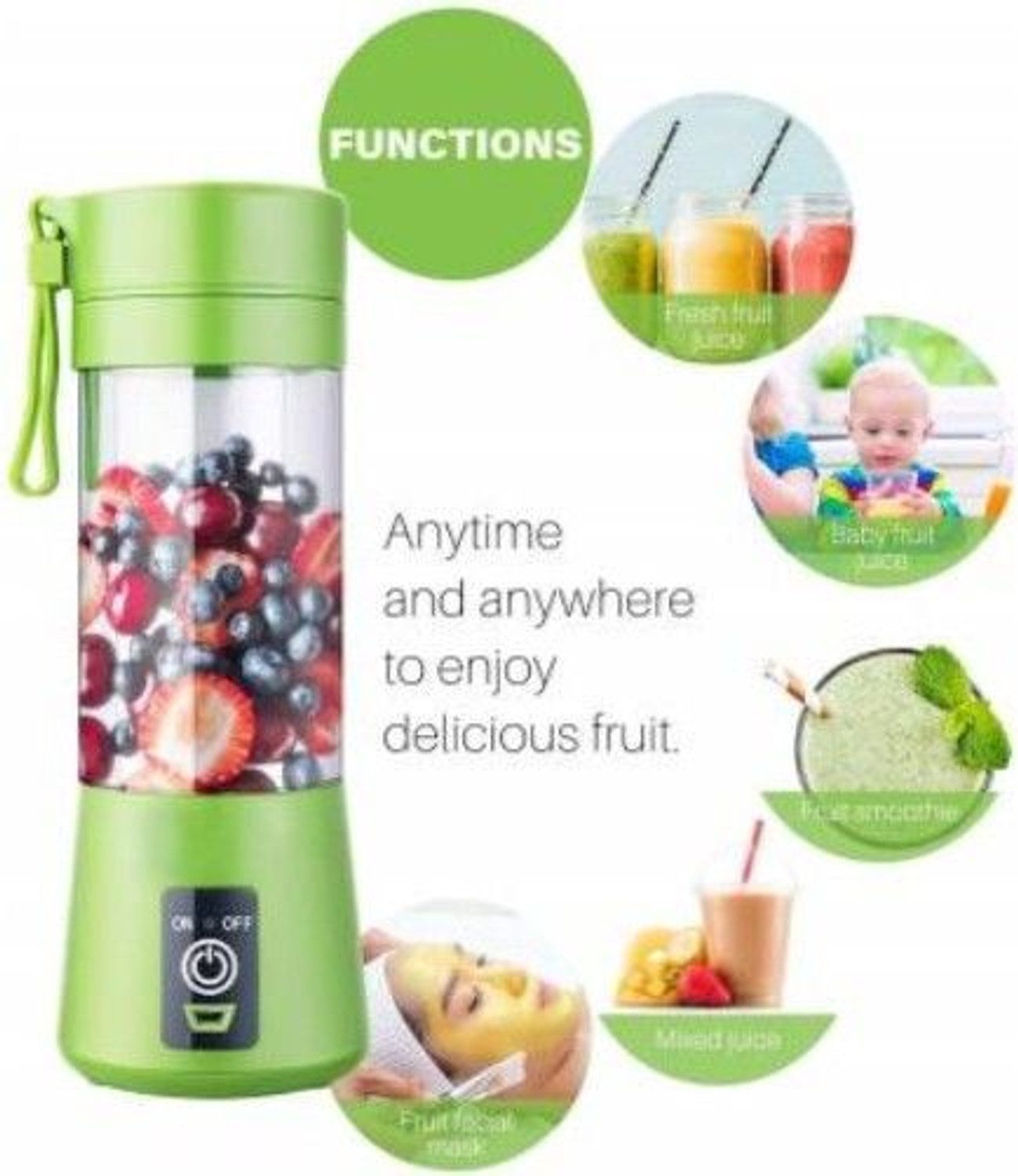 Image of Modexa Global Pro Fruit Juicer 200 W Juicer Mixer Grinder (Advance 6 Blade Portable Electric USB Juice Maker Blender Grinder Mixer U73 | 1 Jar | Multicolor)
