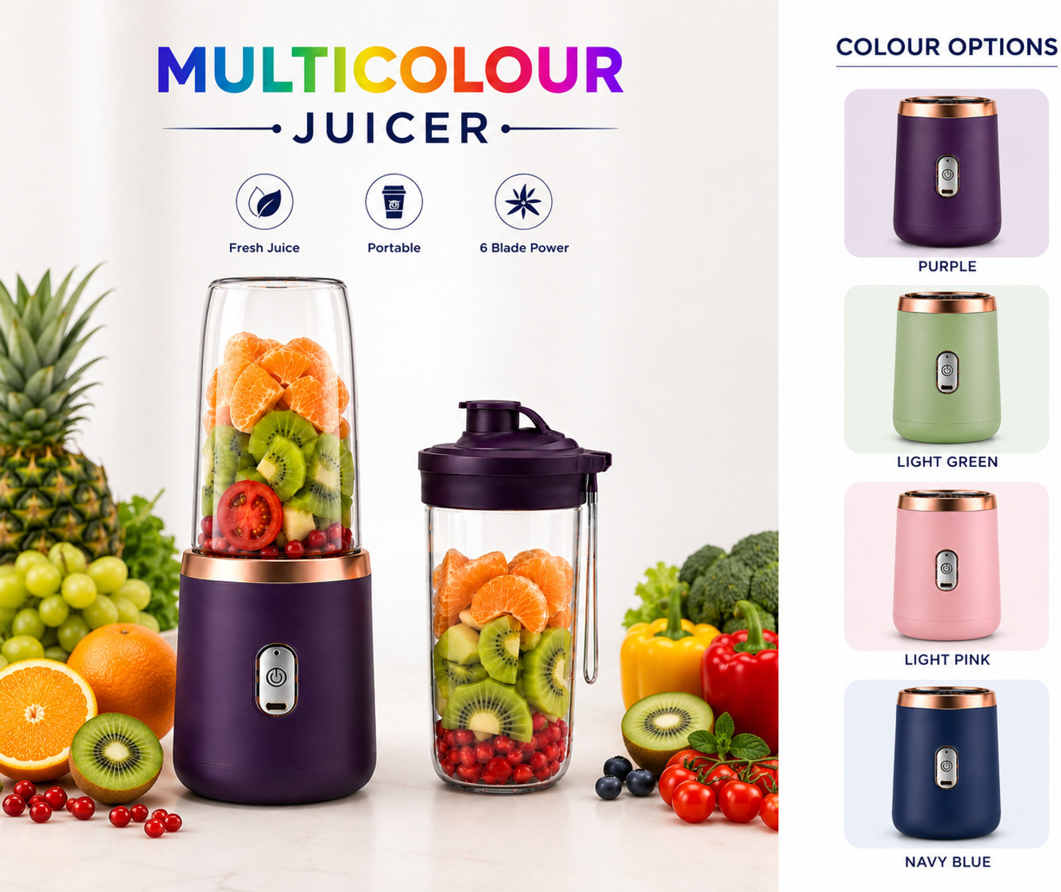 Image of APNA STORE Pro Fruit Juicer 200 W Juicer Mixer Grinder (AHU 870U RECHARGEABLE | 1 Jar | Multicolor)
