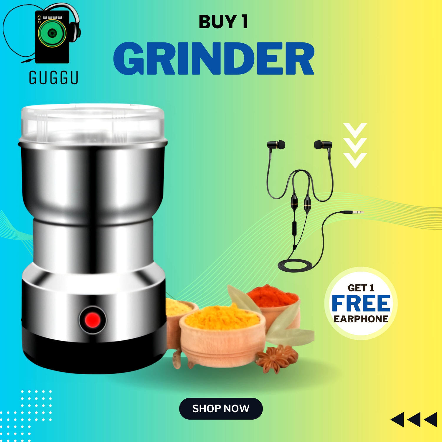 Image of Manasa JX 3 500 W Mixer Grinder (FX-Mini Stainless Steel Coffee Spice Nuts Grains Bean Grinder | 1 Jar | Multicolor)