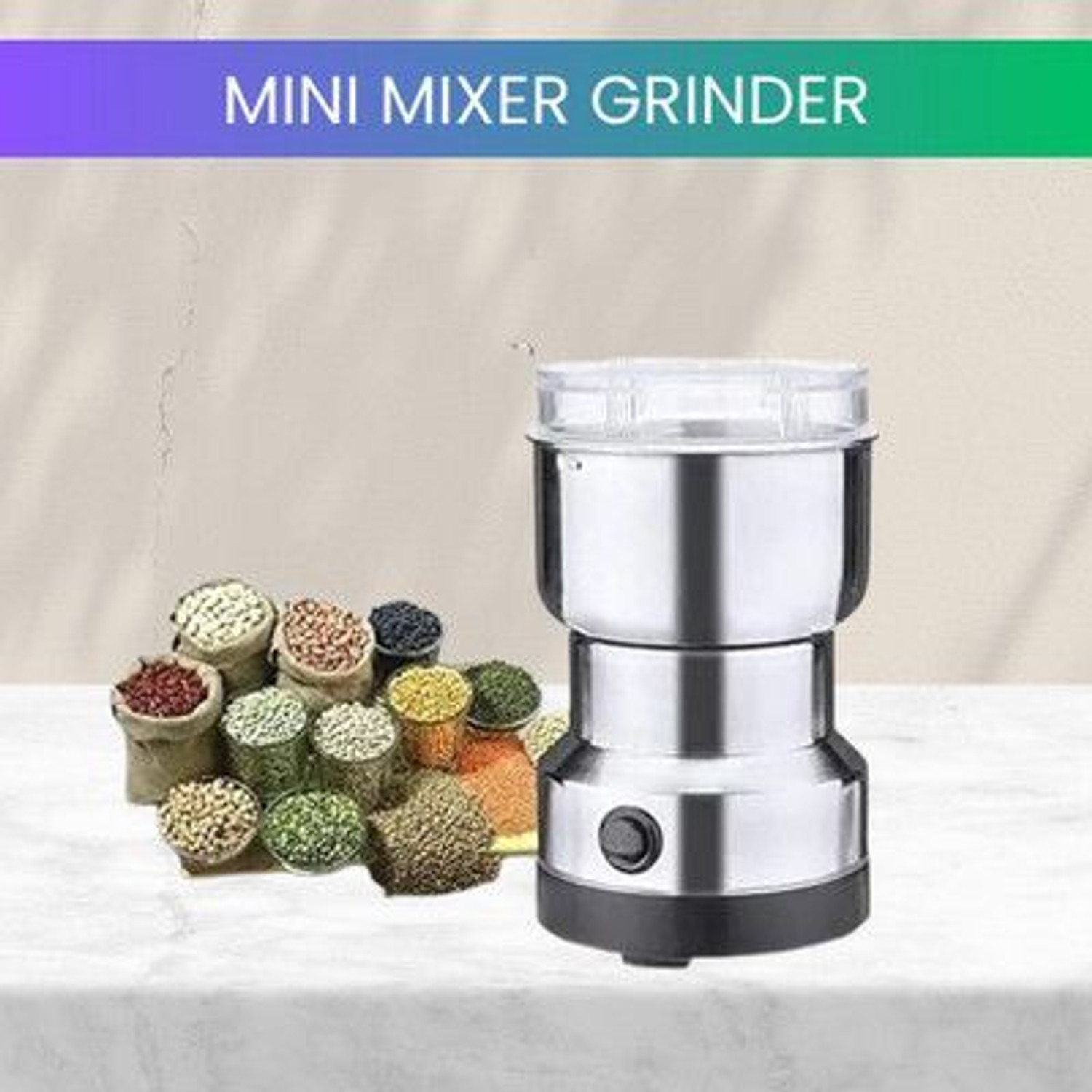 Image of Manasa design Electric Household Grinder Juicer Mixer Grinder W 250 W Mixer Grinder (250 W,28000 RPM Mini Stainless Steel Spice Nuts Grainder Kitchen | 1 Jar | Multicolor)