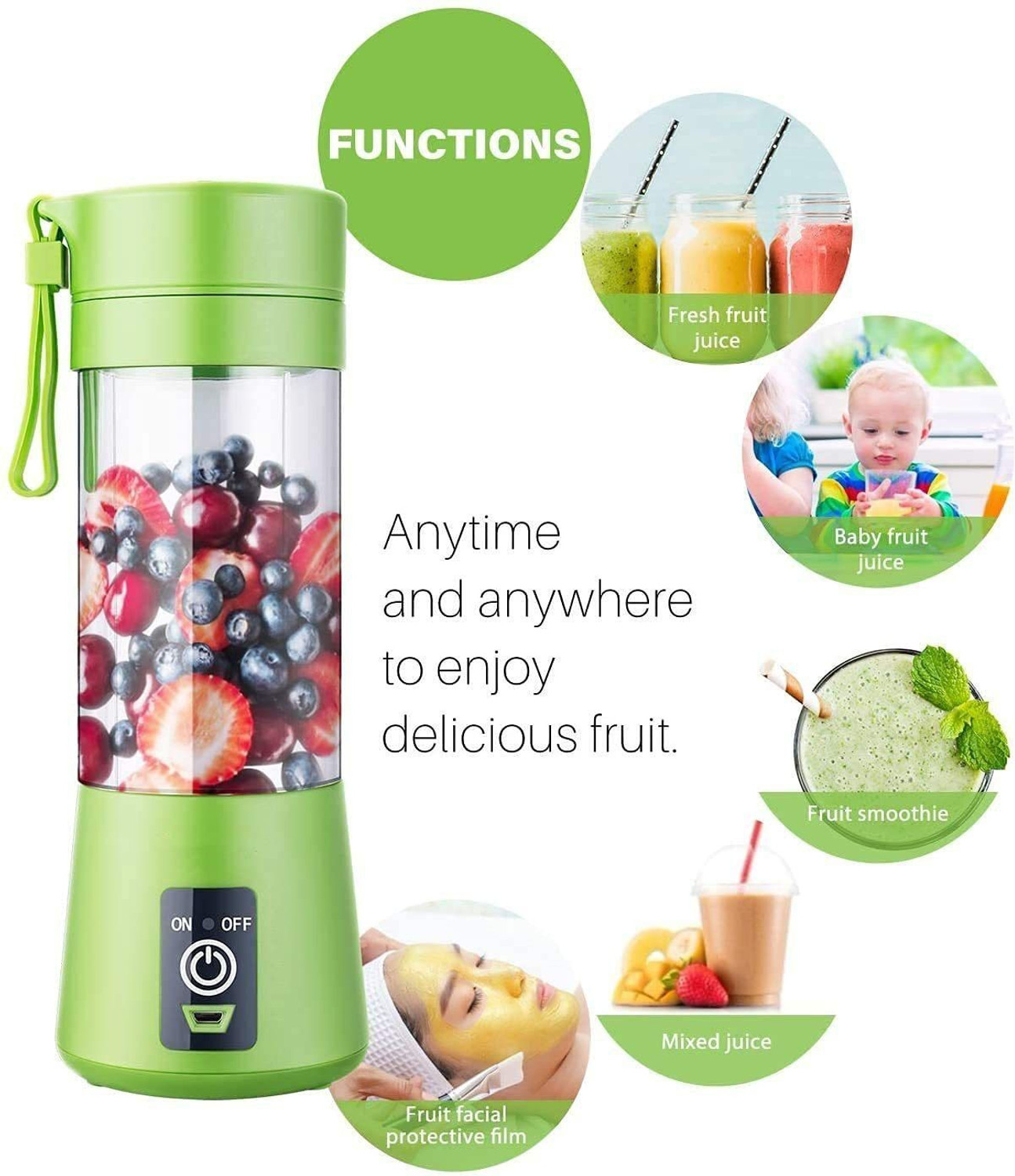 Image of princemarkett Pro Fruit Juicer 200 W Juicer Mixer Grinder (IXI-221-OM-Portable Electric USB Bottle 6 Blades Blender | 1 Jar | Multicolor)