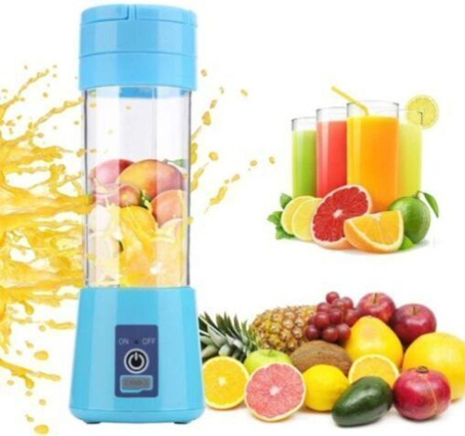 Image of Ganesh store Pro Fruit Juicer 220 W Juicer Mixer Grinder (CXZ 859K Portable Electric Fruit Juicer Maker USB Rechargeable Mini Juicer | 1 Jar | Multicolor)