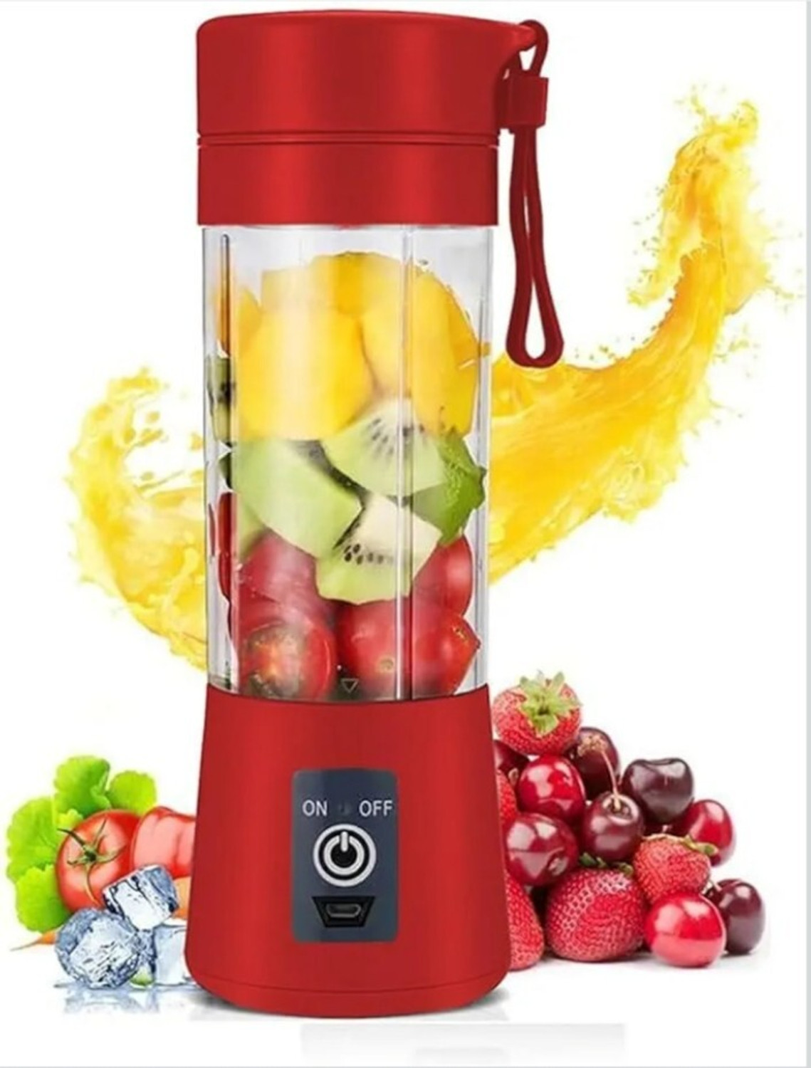Image of ons Electric fruit juicer |usb rechargeable 2000 mah battery| powerful motor@2 25 W Juicer Mixer Grinder (Portable Electric Juicer - USB Rechargeable with 6 Blades, 3 Speed Setting@3 | 1 Jar | Multicolor)
