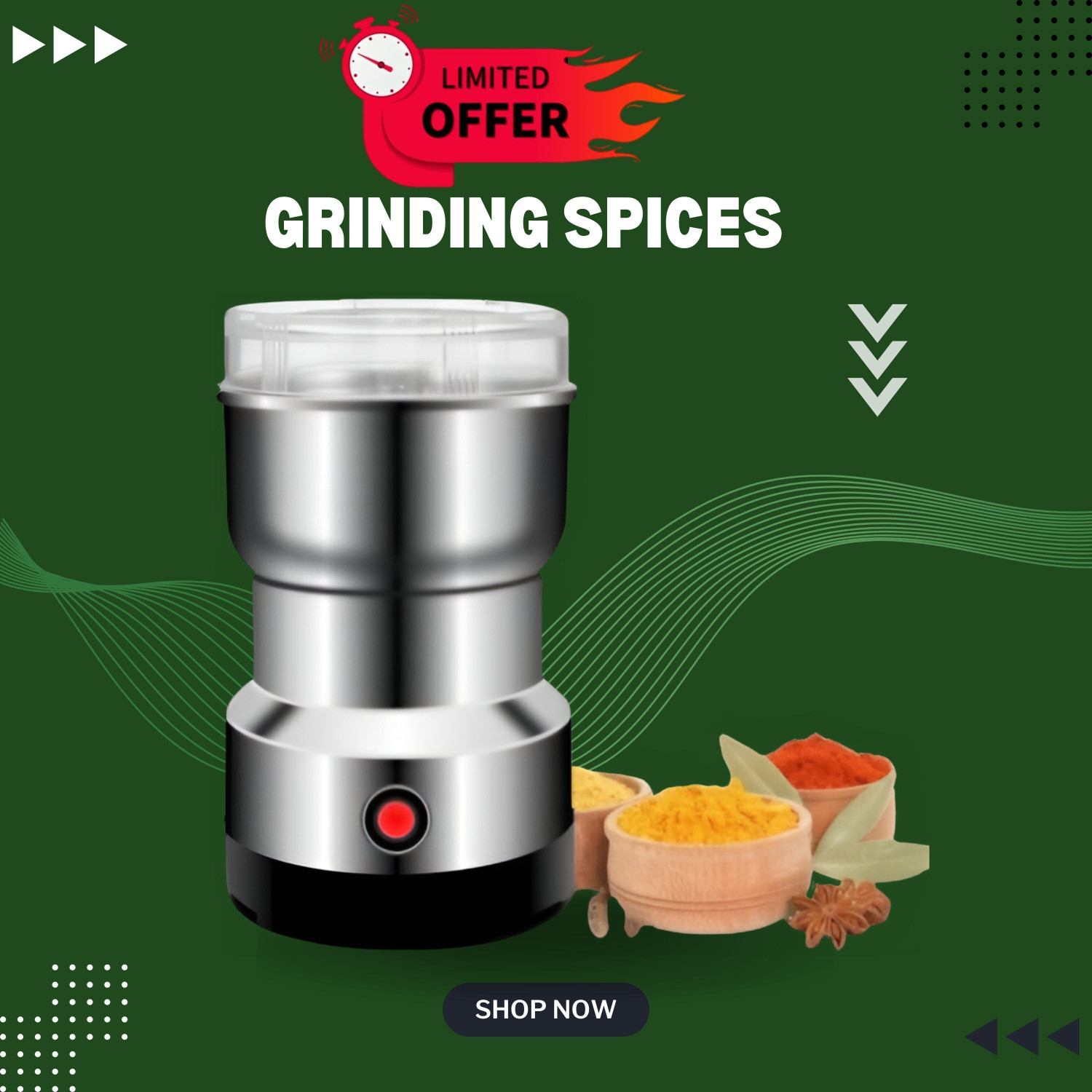 Image of Manasa Coffee Spice Nuts Grains Bean Grinder Mixer (300W) 300 W Juicer Mixer Grinder (By Mini Stainless Steel Coffee Spice Nuts Grains Bean Grinder Mixer | 1 Jar | Silver)