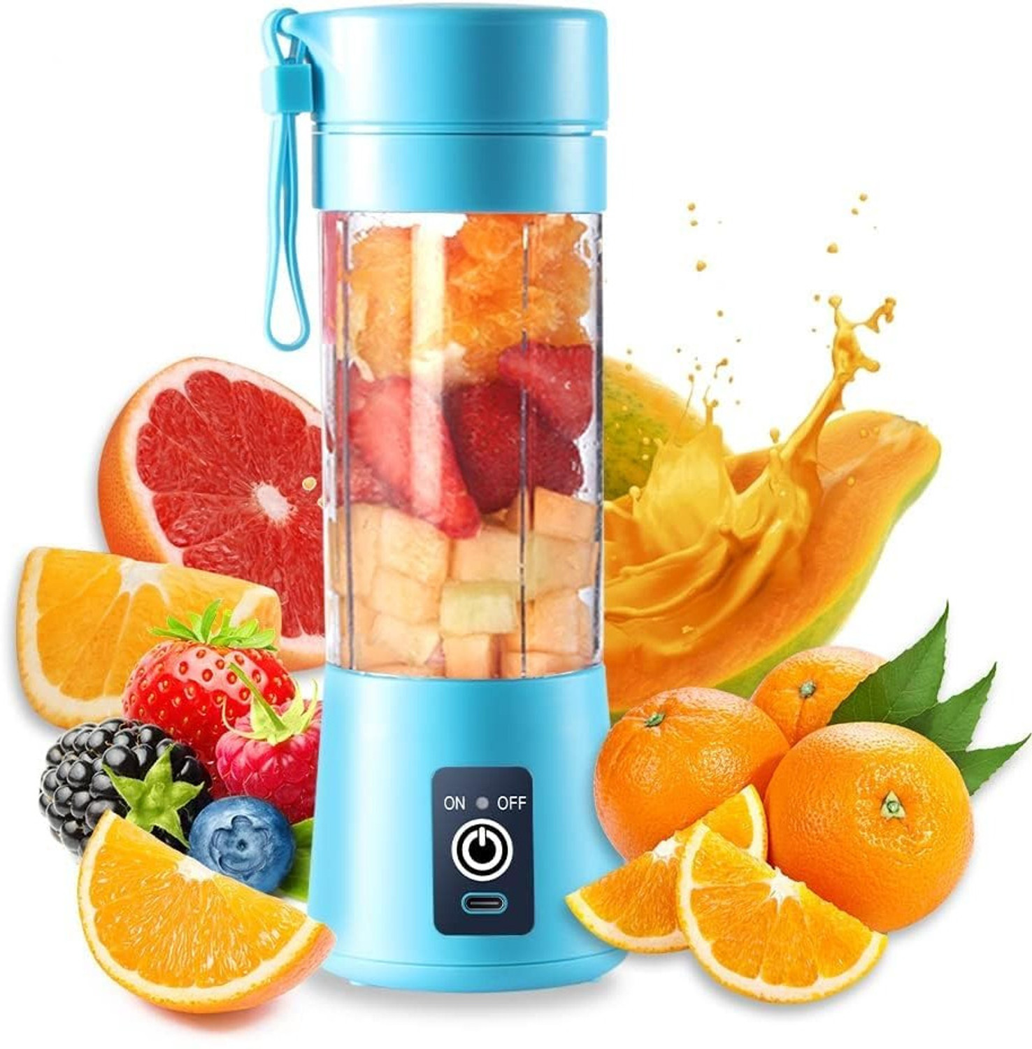 Image of MLSALES Portable Mini USB Juicer | Cordless Rechargeable Blender for Fresh Juices 150 W Juicer (350-jiucur | 1 Jar | Multicolor, Green, purpale, pink-shain)