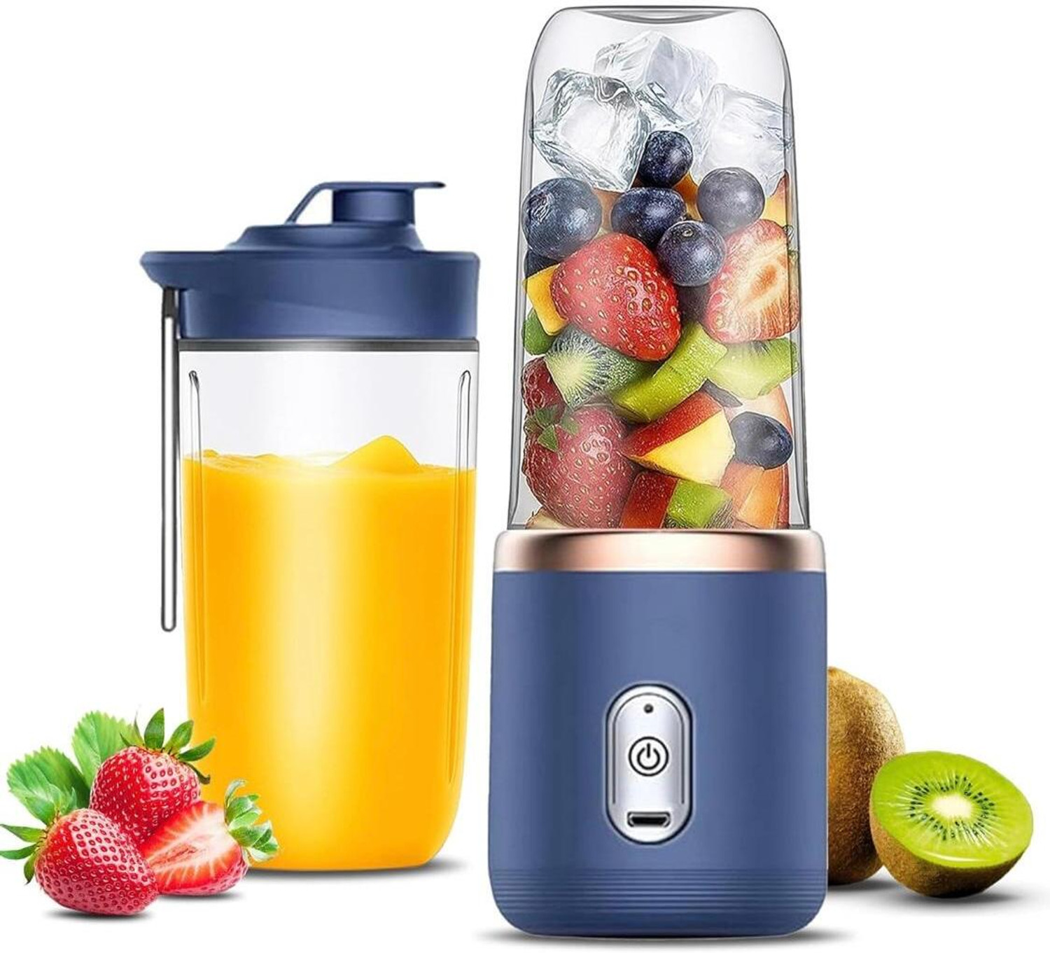 Image of Bumpi Care Bumpi Mini Fruit Juicer Mixer Grinder Portable Milkshake Blenders Color-May Vary 220 W Juicer (6-Blade Juicer | 1 Jar | Multicolor)