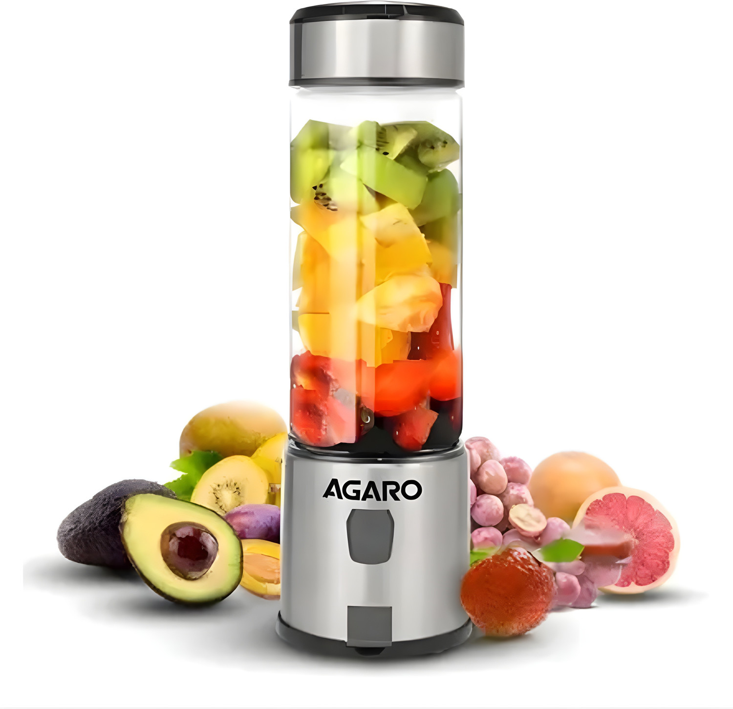 Image of AGARO Galaxy Portable Blender for Smoothie & Milk Shakes, 450ml, Type C Rechargeable 150 W Juicer (Mini Hand Blender | 1 Jar | Grey)