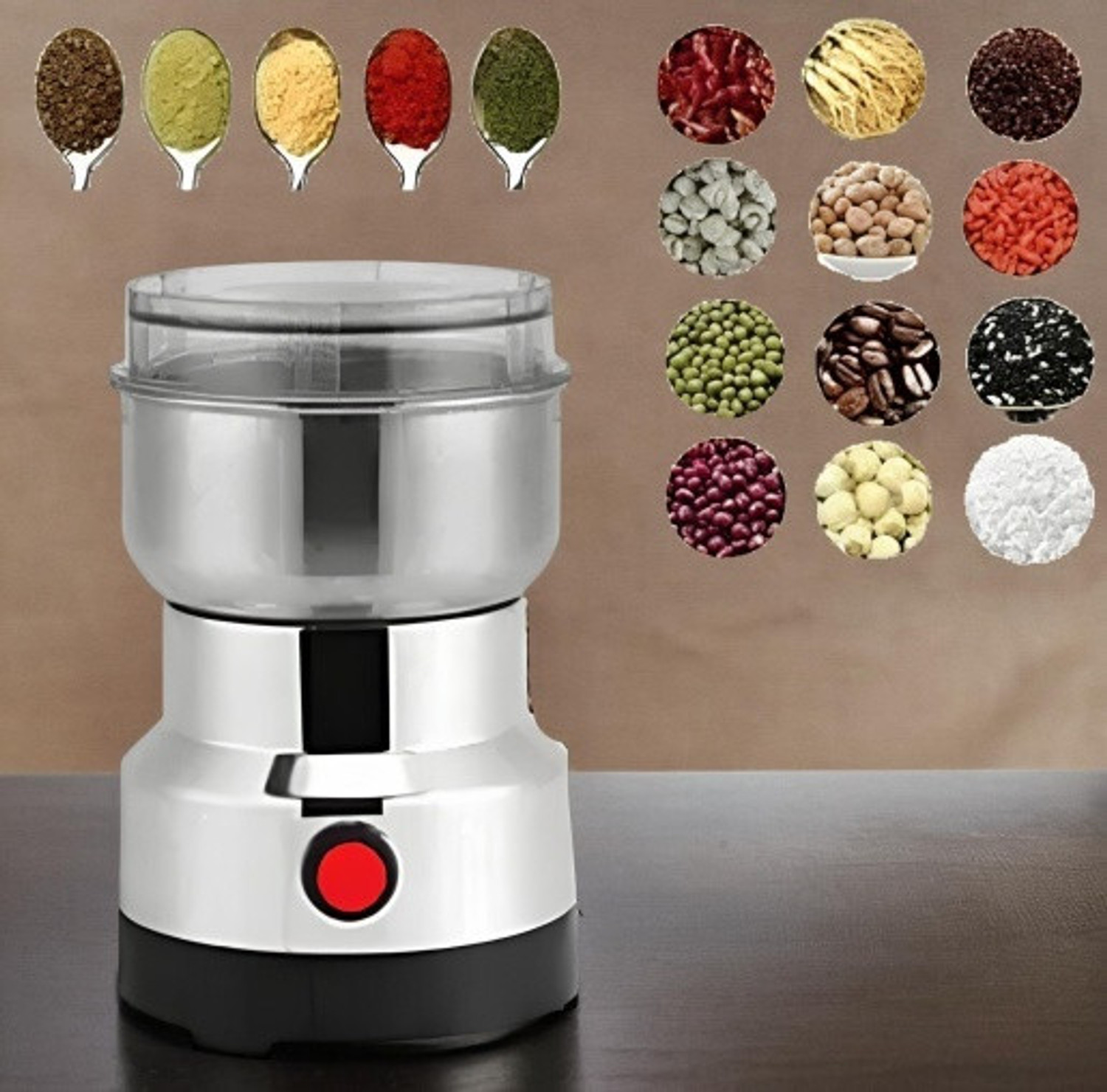Image of BazaarNest Mini Mixer Grinder 800 W Juicer Mixer Grinder (Electric Coffee Grinder with Removable Stainless Steel Cup & Blades | 1 Jar | Silver)