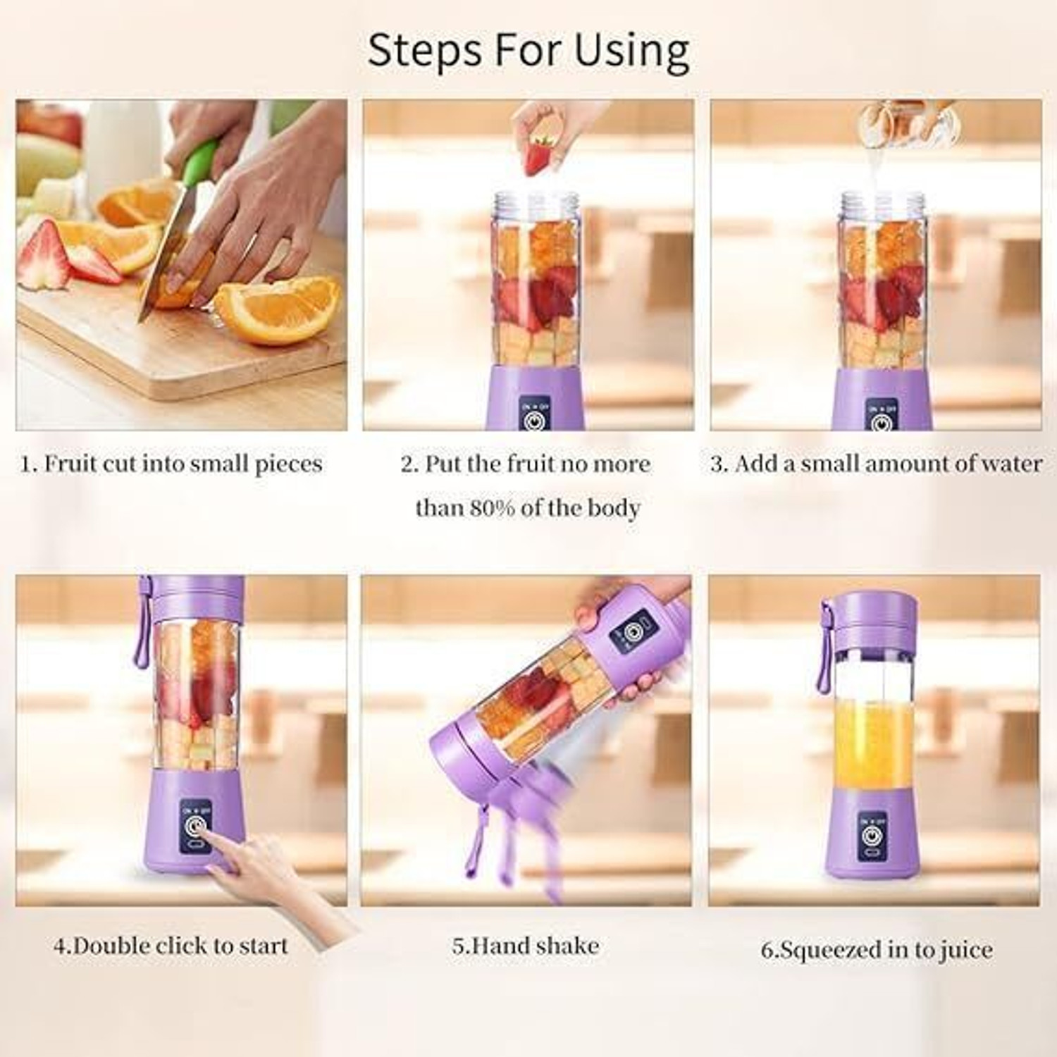 Image of Radhe Pro Fruit Juicer 200 W Juicer Mixer Grinder (USB Rechargeable Juicer & Portable Mini Juicer For Jiucer /Milk ShakesYX86 | 1 Jar | Multicolor)