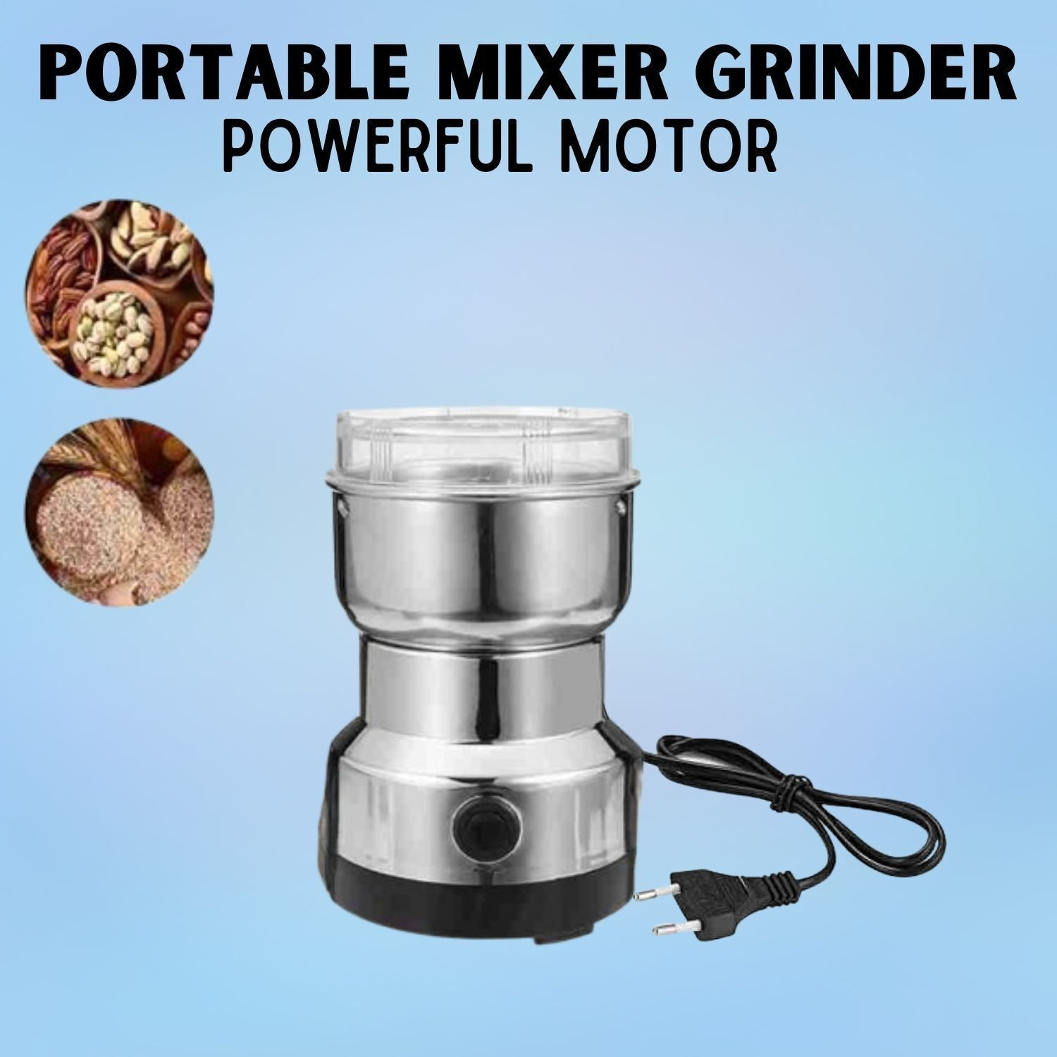 Image of HARIS STORE Single - Text Used For: ID 150 W Mixer Grinder (nima Stainless Steel Multifunctional Grinder lkj29 | 1 Jar | Silver)