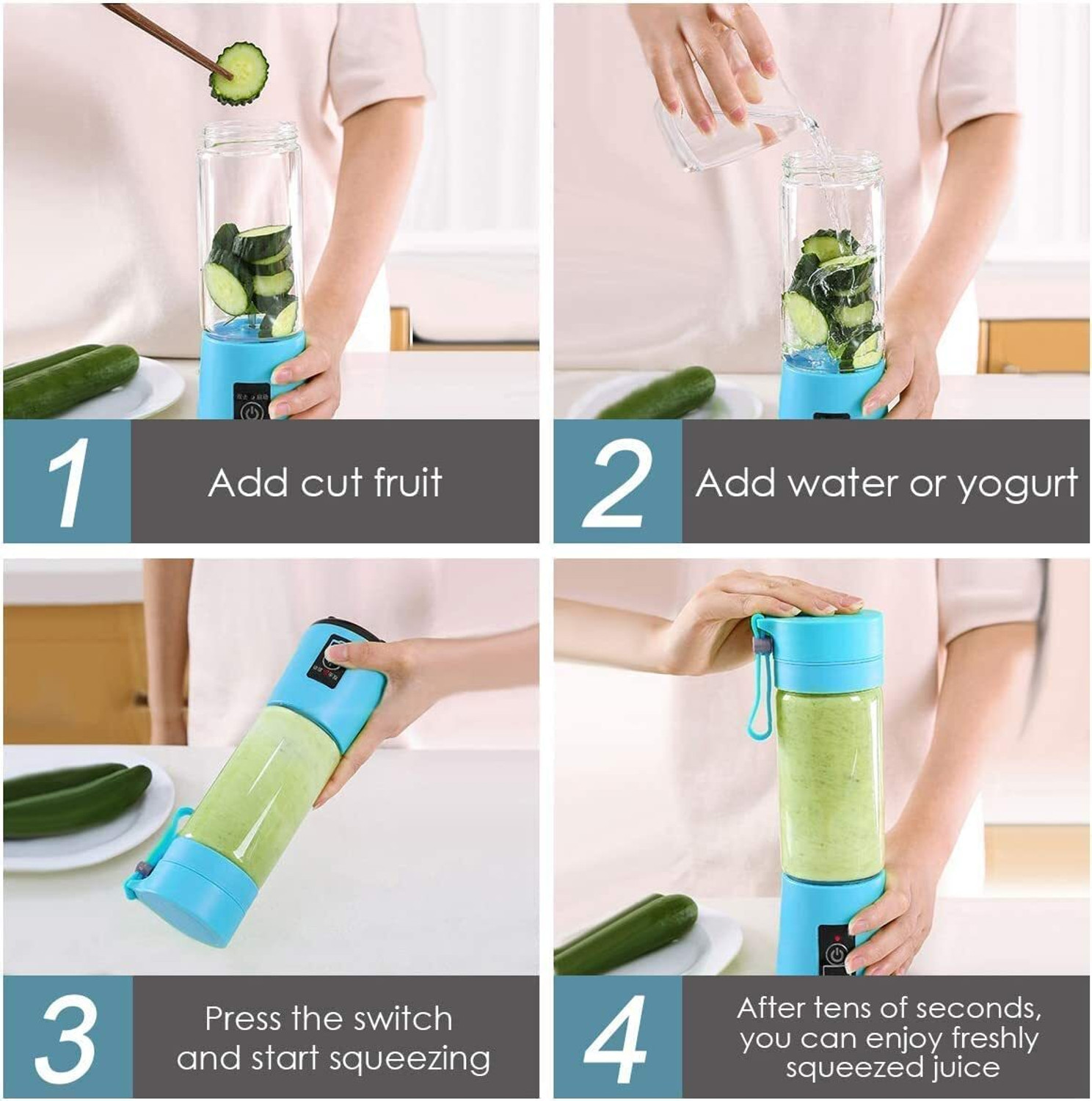 Image of Bumpi Care Bumpi Mini Fruit Juicer Mixer Grinder Portable Milkshake Blenders Color-May Vary 220 W Juicer (6-Blade Juicer | 1 Jar | Multicolor)