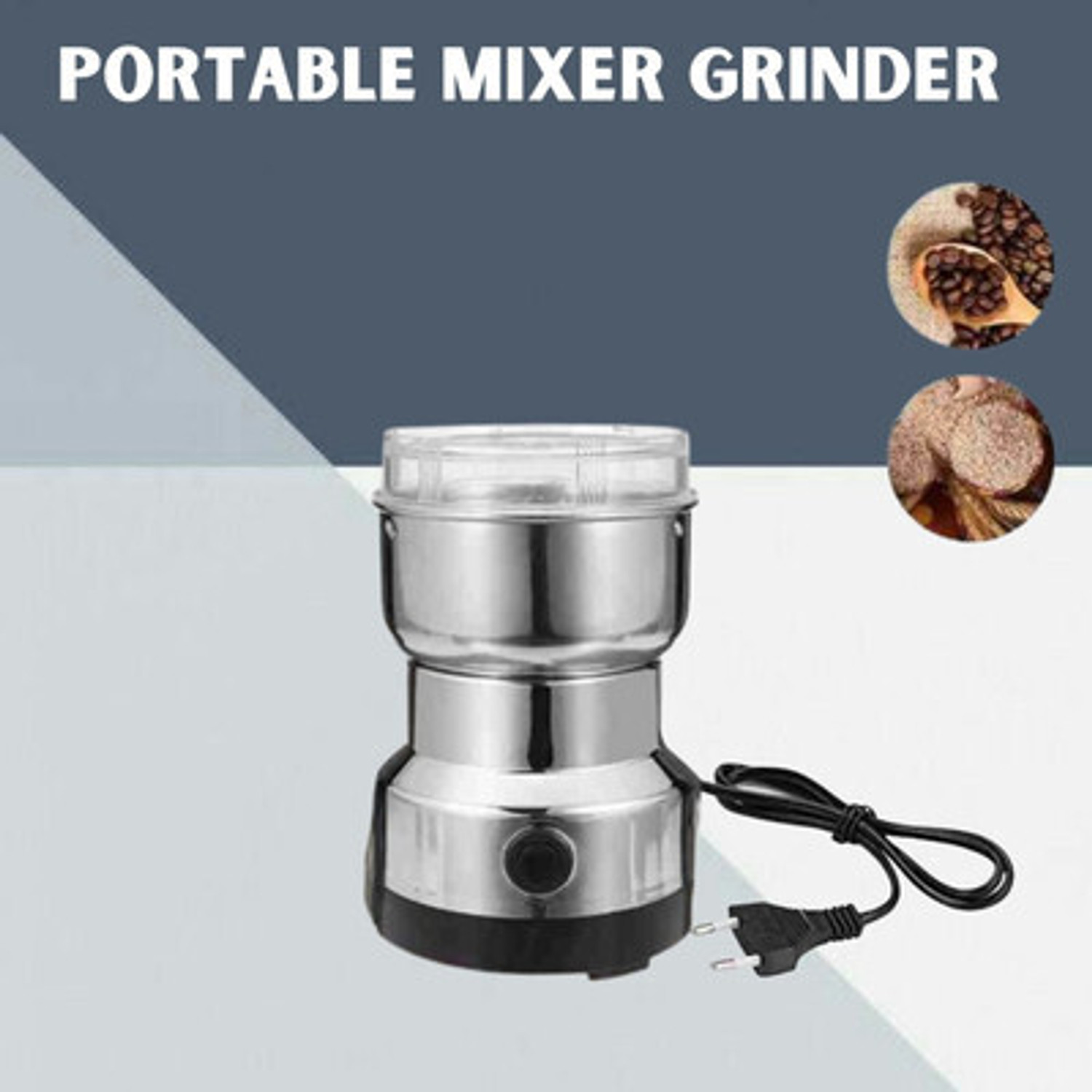 Image of Manasa weight Compact Kitchen design Electric Household Grinde 260 W Juicer Mixer Grinder (Mini Electric Grinder Stainless Steel Bowl & Metal Blade | 1 Jar | Silver, Black)