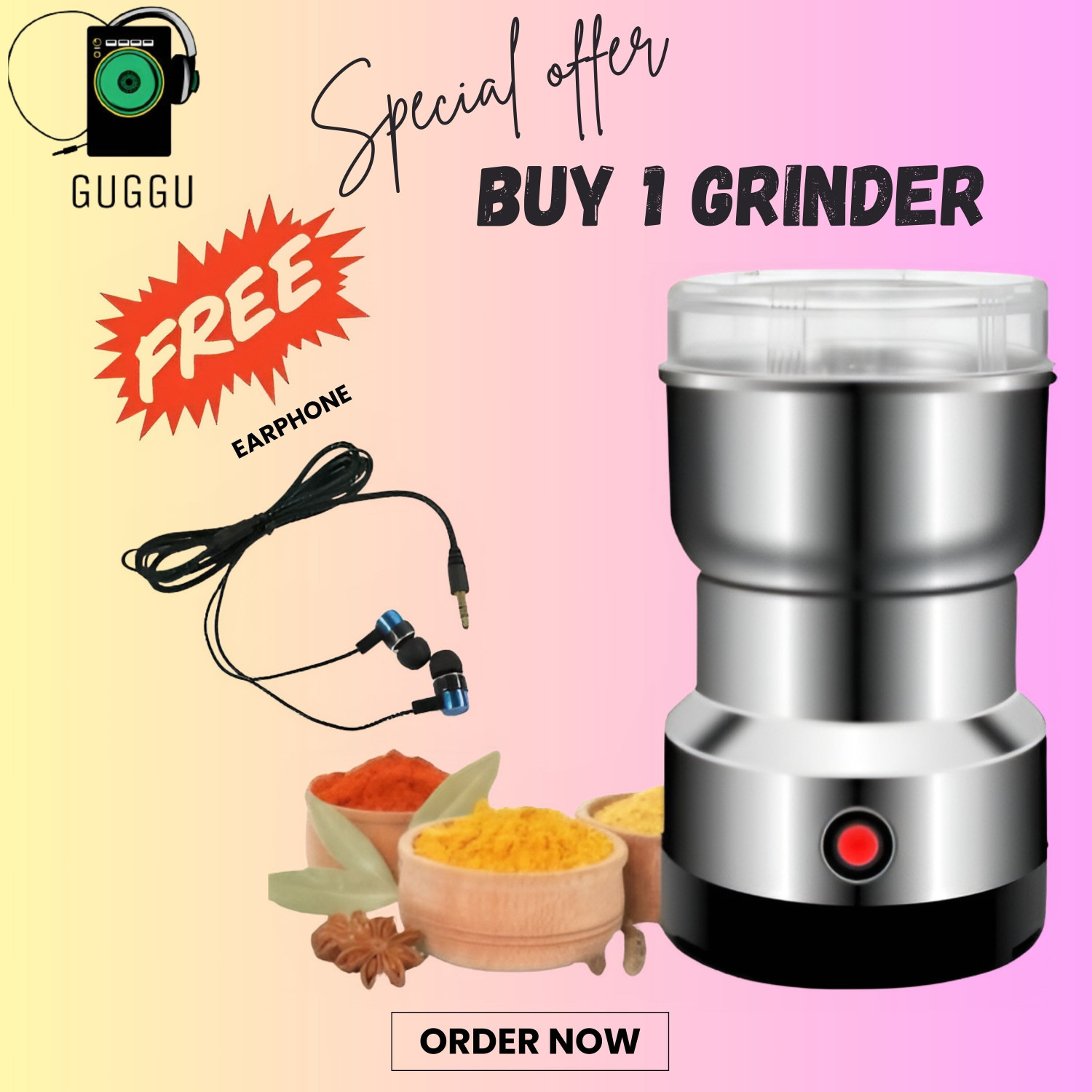 Image of Manasa JX 3 500 W Mixer Grinder (FX-Mini Stainless Steel Coffee Spice Nuts Grains Bean Grinder | 1 Jar | Multicolor)