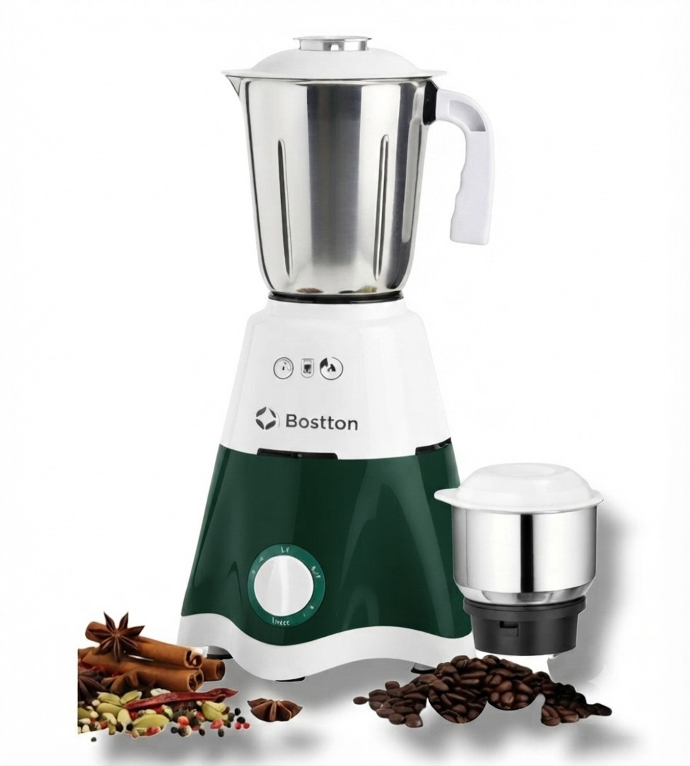 Image of Bostton 750 Watt Double layered Copper 25 MM Motor 750 W Mixer Grinder (Defender | 1 Jar | White)