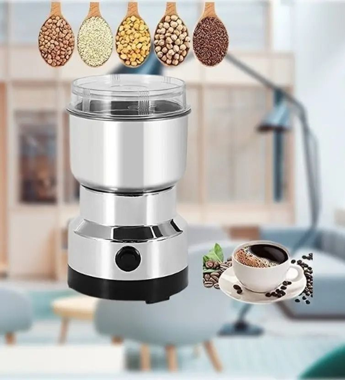 Image of JayGopalTrendz Grinder 350 W Mixer Grinder (Electric Grinder With Coffee & Nuts Grains Bean Grinder Juicer Mixer GrinderH202 | 1 Jar | Silver)