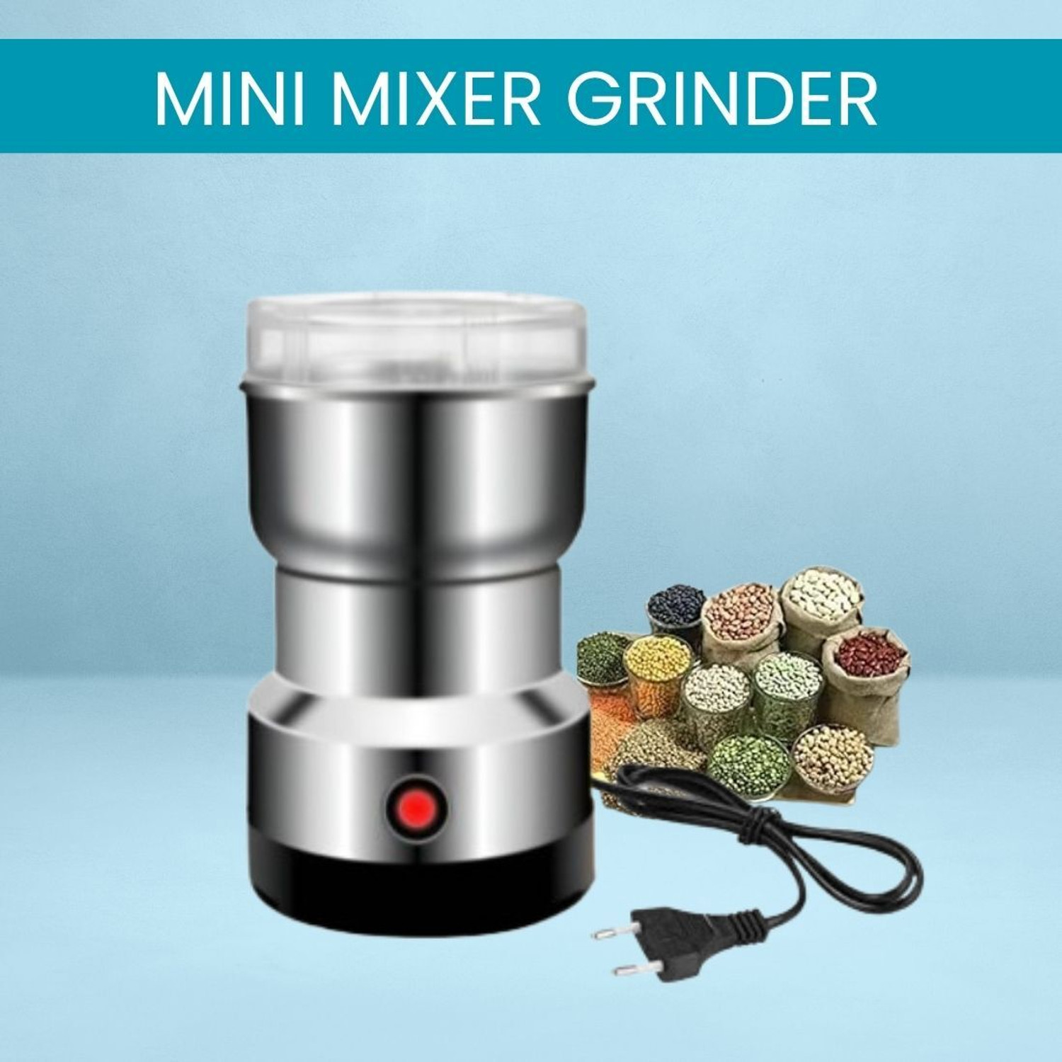 Image of JayGopalTrendz Grinder 350 W Mixer Grinder (Electric Grinder With Coffee & Nuts Grains Bean Grinder Juicer Mixer GrinderJ235 | 1 Jar | Silver)
