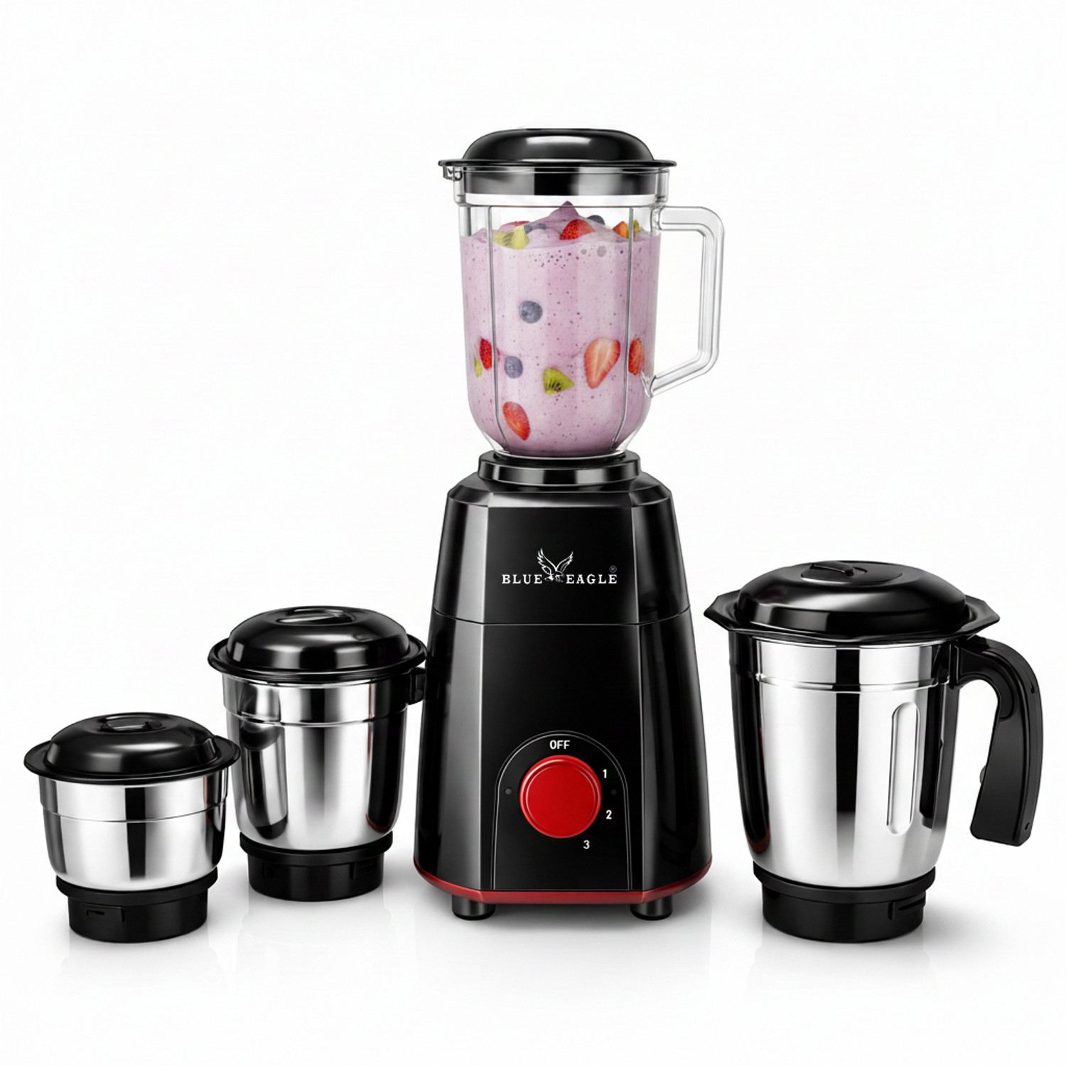 Image of johnpower MINI MIXER 220 W Mixer Grinder (Multi Purpose Grinder for Masala, Chutney & Wet Dry Grinding | 2 Jars | BLACK & RED)