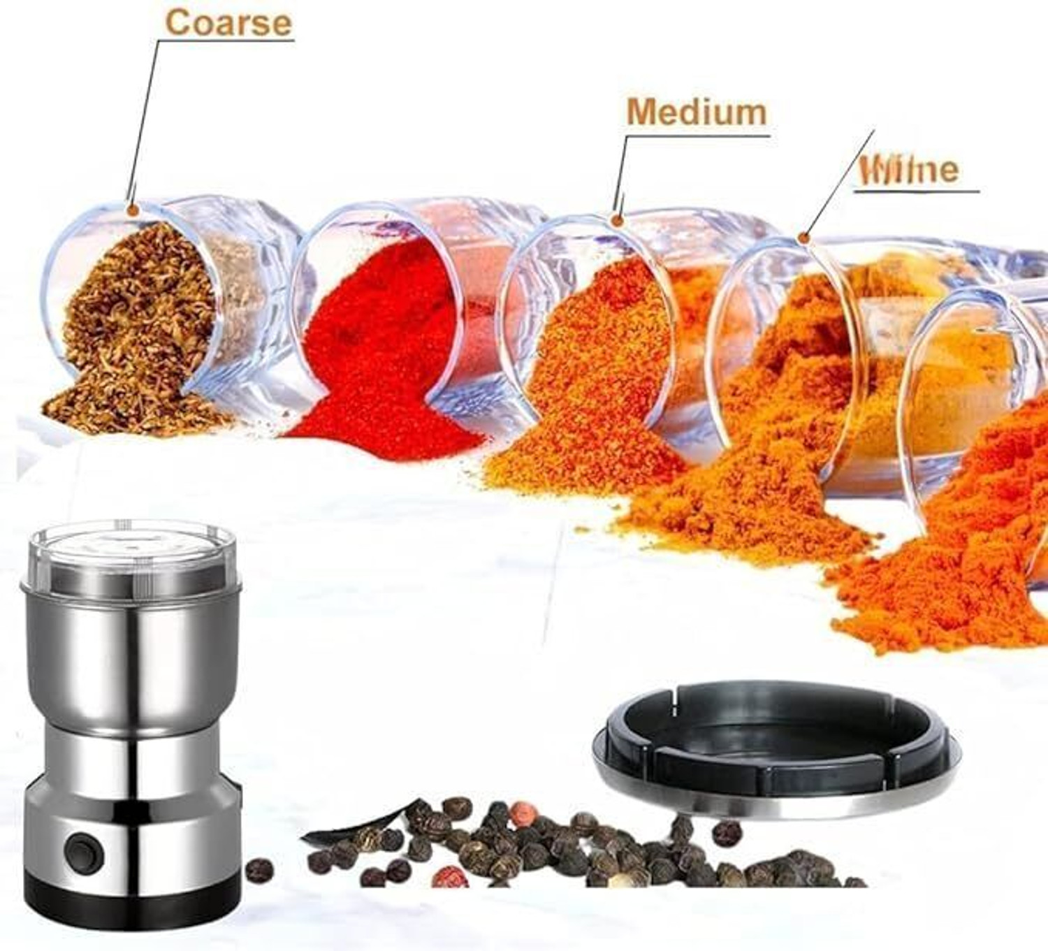 Image of Elvara creations Mini Mixer Grinder 550 W Juicer Mixer Grinder (Mixer Grinder Smash Machine Stainless Steel Multifunctional Electric Grinder | 1 Jar | Silver)