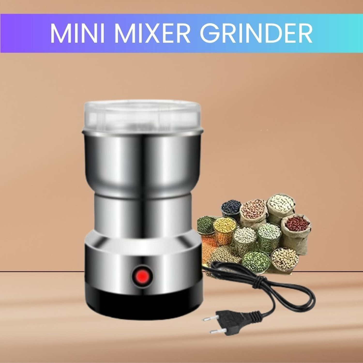 Image of Manasa Grinder 1 200 W Mixer Grinder (Electric Mixer Grinder, Coffee Maker for Kitchen Nuts, Masala & Onion GarlicK35 | 1 Jar | Silver)