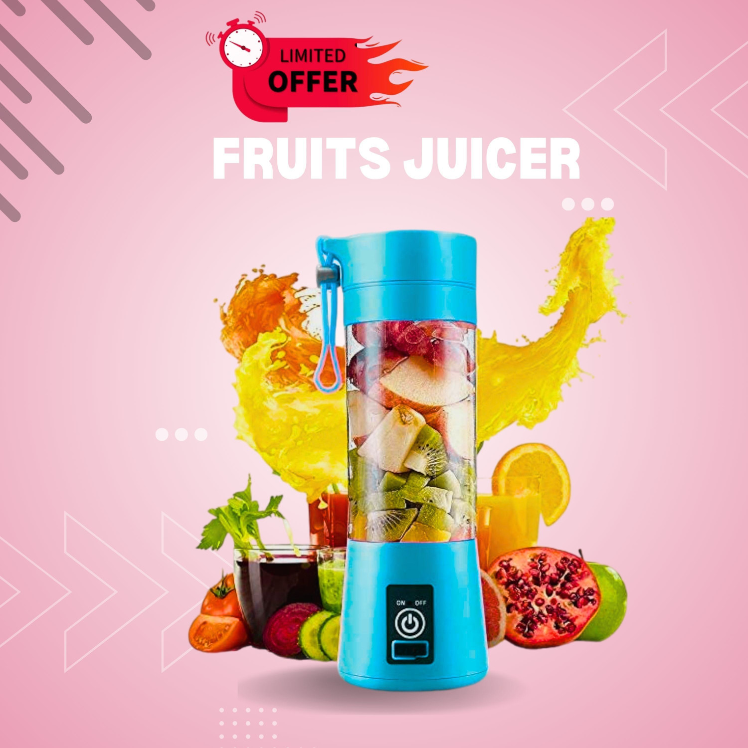 Image of JayGopalTrendz Electric Fruit Juicer Maker USB Rechargeable Mini Juicer Mixer GrinderXD178 350 W Juicer Mixer Grinder (Fruit Juicer Maker USB Rechargeable Mini Juicer Mixer GrinderXD178 | 1 Jar | Multicolor)