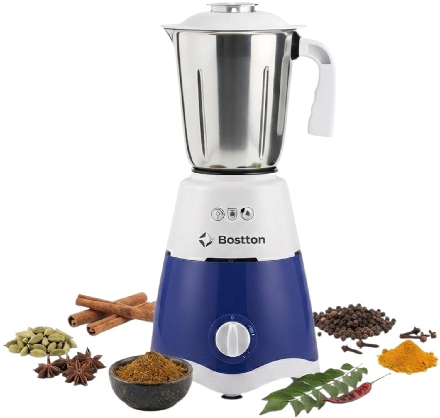 Image of Bostton 750 Watt Double layered Copper 25 MM Motor 750 W Mixer Grinder (Waspa Power Pro | 2 Jars | Olive Green)
