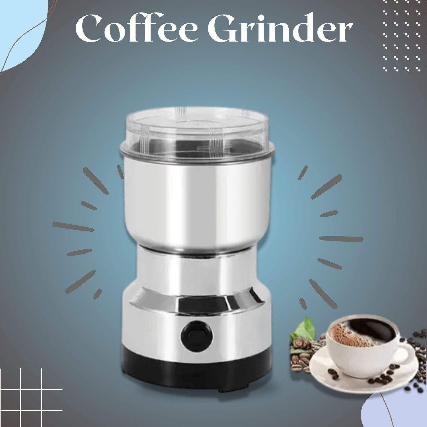 Image of JayGopalTrendz Grinder 350 W Mixer Grinder (Electric Grinder With Coffee & Nuts Grains Bean Grinder Juicer Mixer GrinderH202 | 1 Jar | Silver)