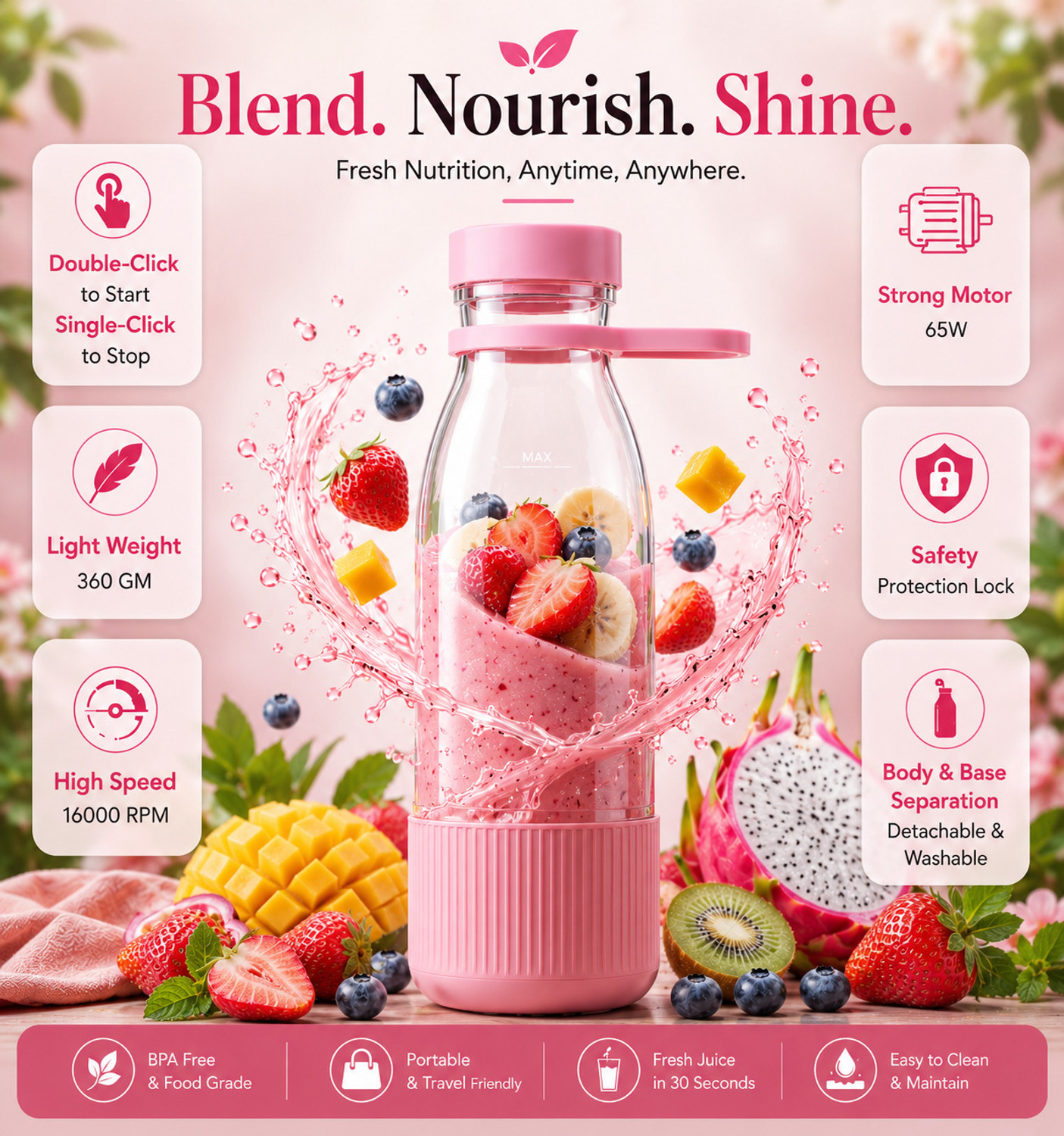 Image of MAXIVE No 25 W Juicer (Juice Blender33 | 1 Jar | Multicolor)