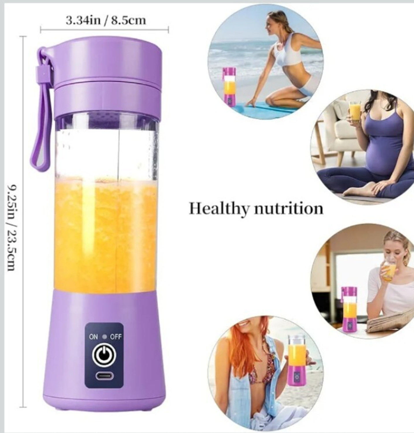 Image of ons Electric fruit juicer |usb rechargeable 2000 mah battery| powerful motor@2 25 W Juicer Mixer Grinder (Portable Electric Juicer - USB Rechargeable with 6 Blades, 3 Speed Setting@3 | 1 Jar | Multicolor)