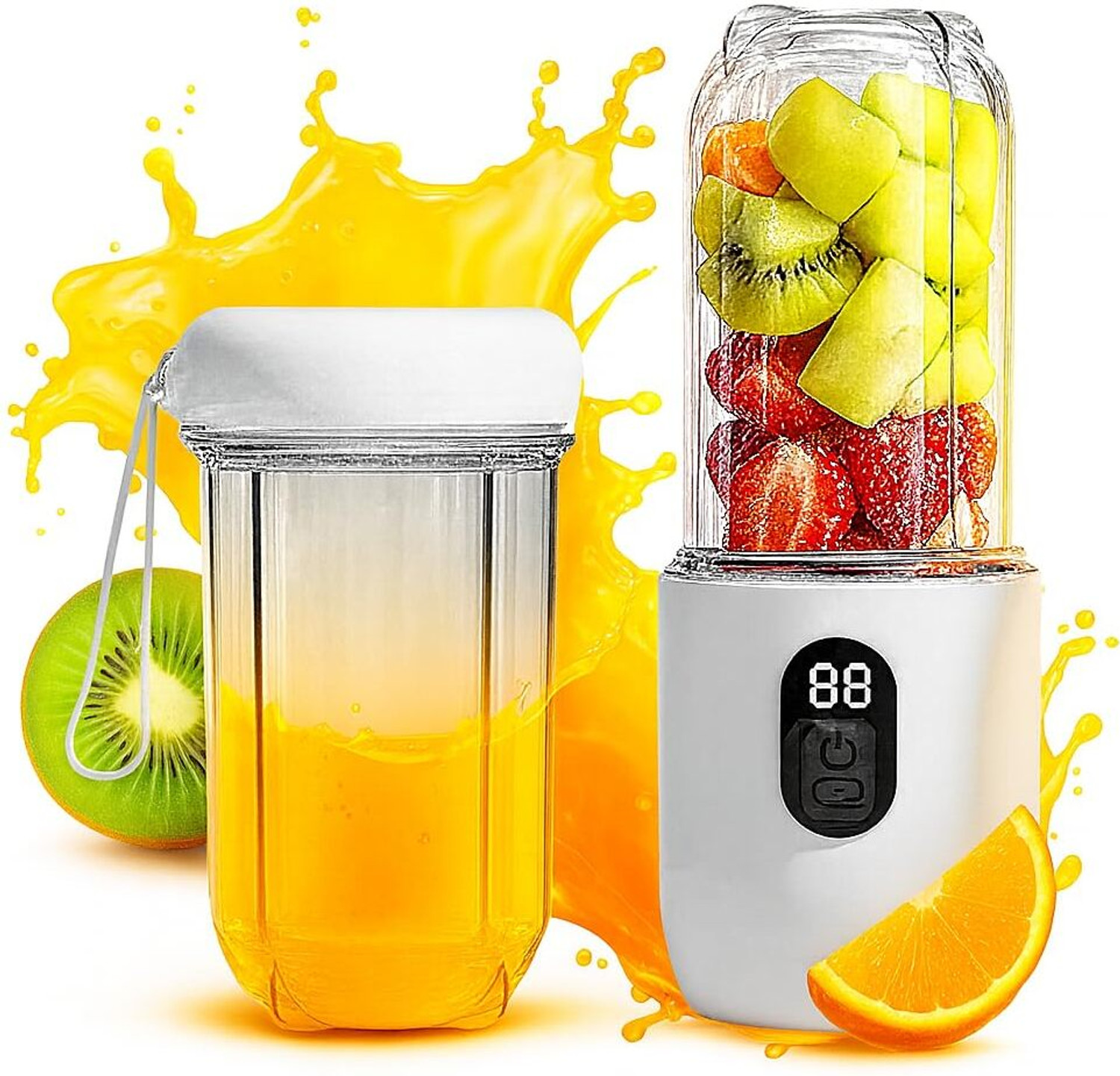 Image of Bumpi Care Bumpi Mini Fruit Juicer Mixer Grinder Portable Milkshake Blenders Color-May Vary 220 W Juicer (6-Blade Juicer | 1 Jar | Multicolor)