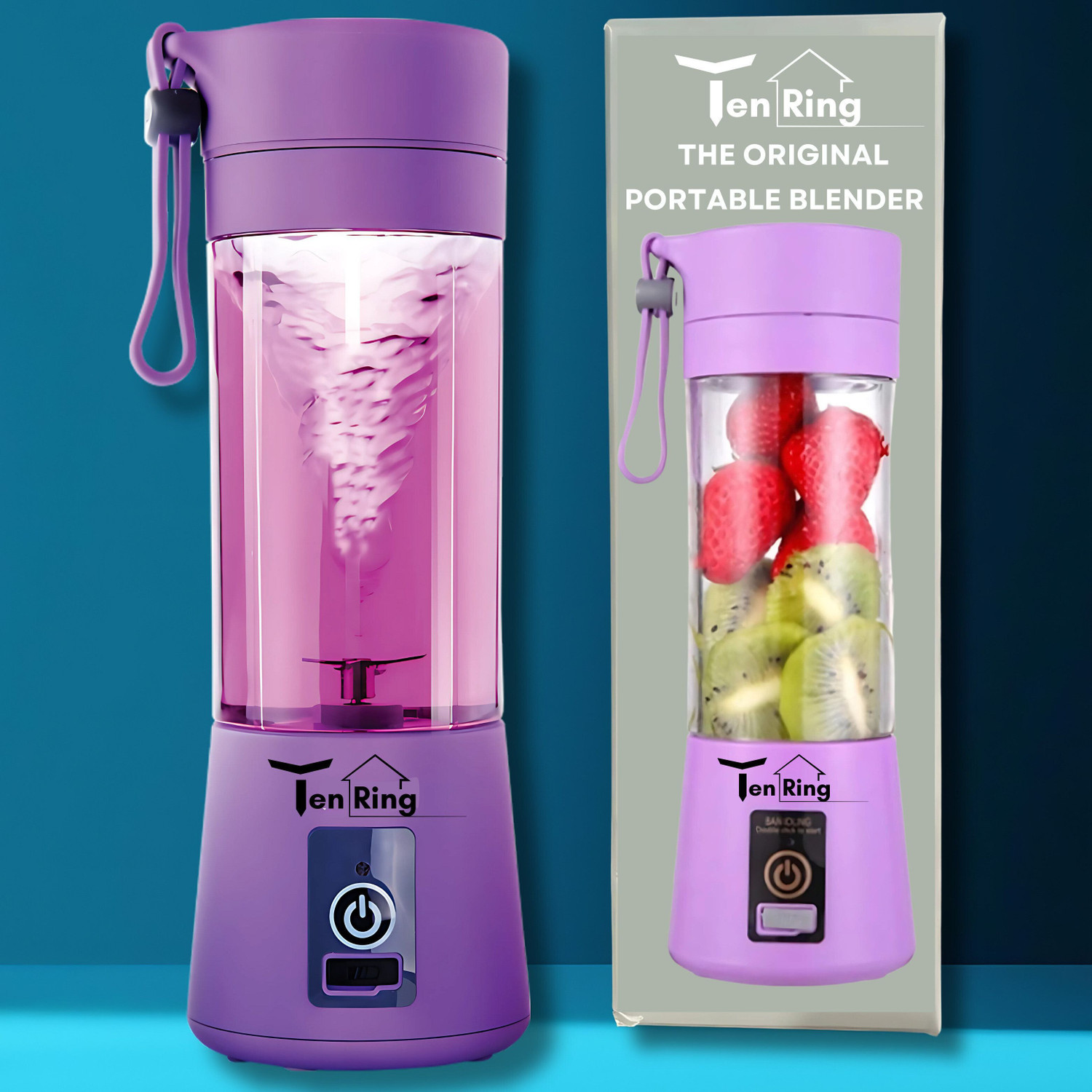 Image of Tenring Shakes & Protein Drinks - Compact & Powerful 6-Blade Design 240 W Juicer (Black USB Portable Juicer Blender - 6 Blade Powerful Personal Blender | 1 Jar | Black)
