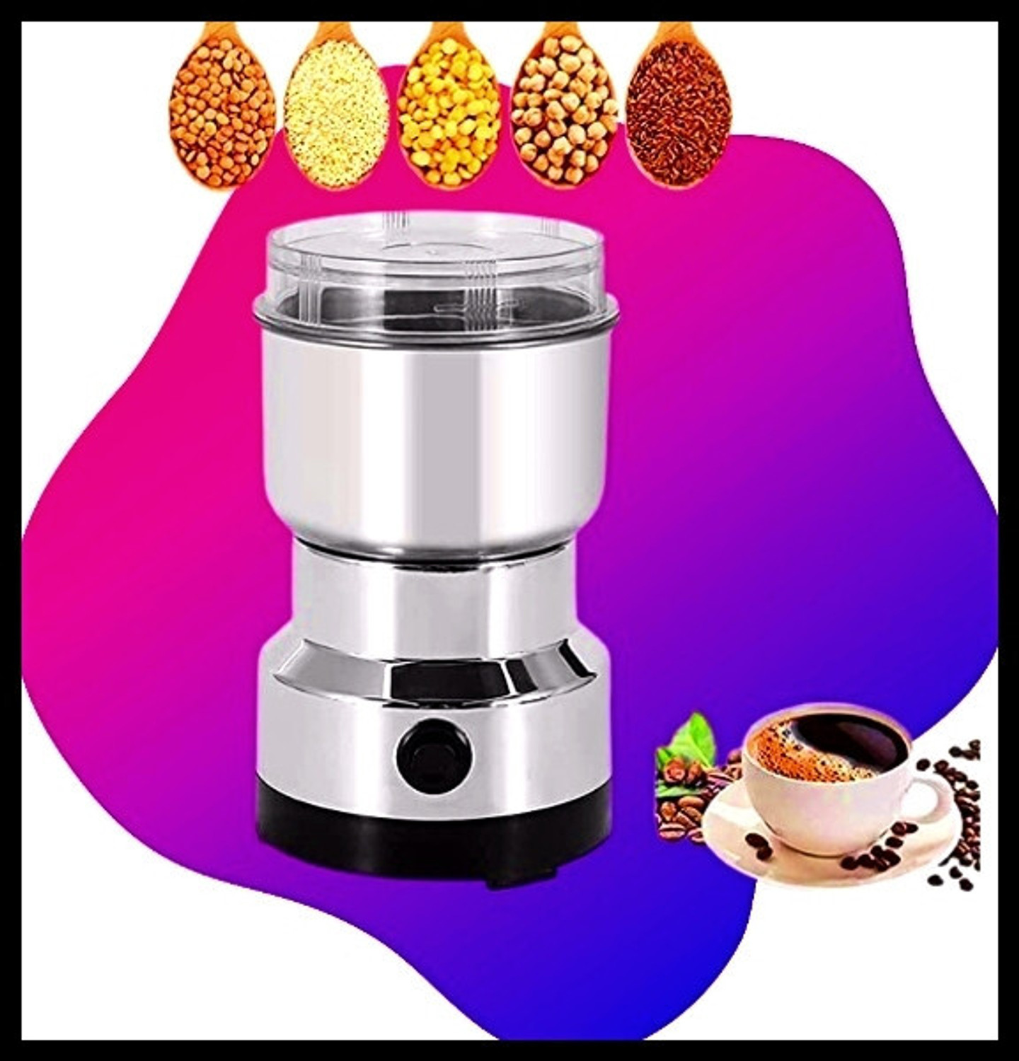 Image of Manasa Coffee Spice Nuts Grains Bean Grinder Mixer (300W) 300 W Juicer Mixer Grinder (By Mini Stainless Steel Coffee Spice Nuts Grains Bean Grinder Mixer | 1 Jar | Silver)