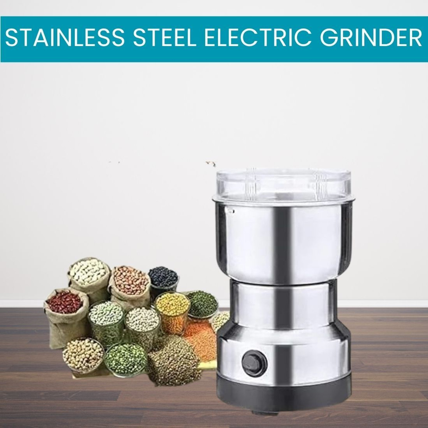 Image of SEVENMETICS Min Mixer Grinderi Stainless Steel Coffee & Spice Grains,Bean [NOT Use Liquid] 500 W Mixer Grinder (GrinMer-M27 /6 /25-270C | 1 Jar | Black, STEEL)